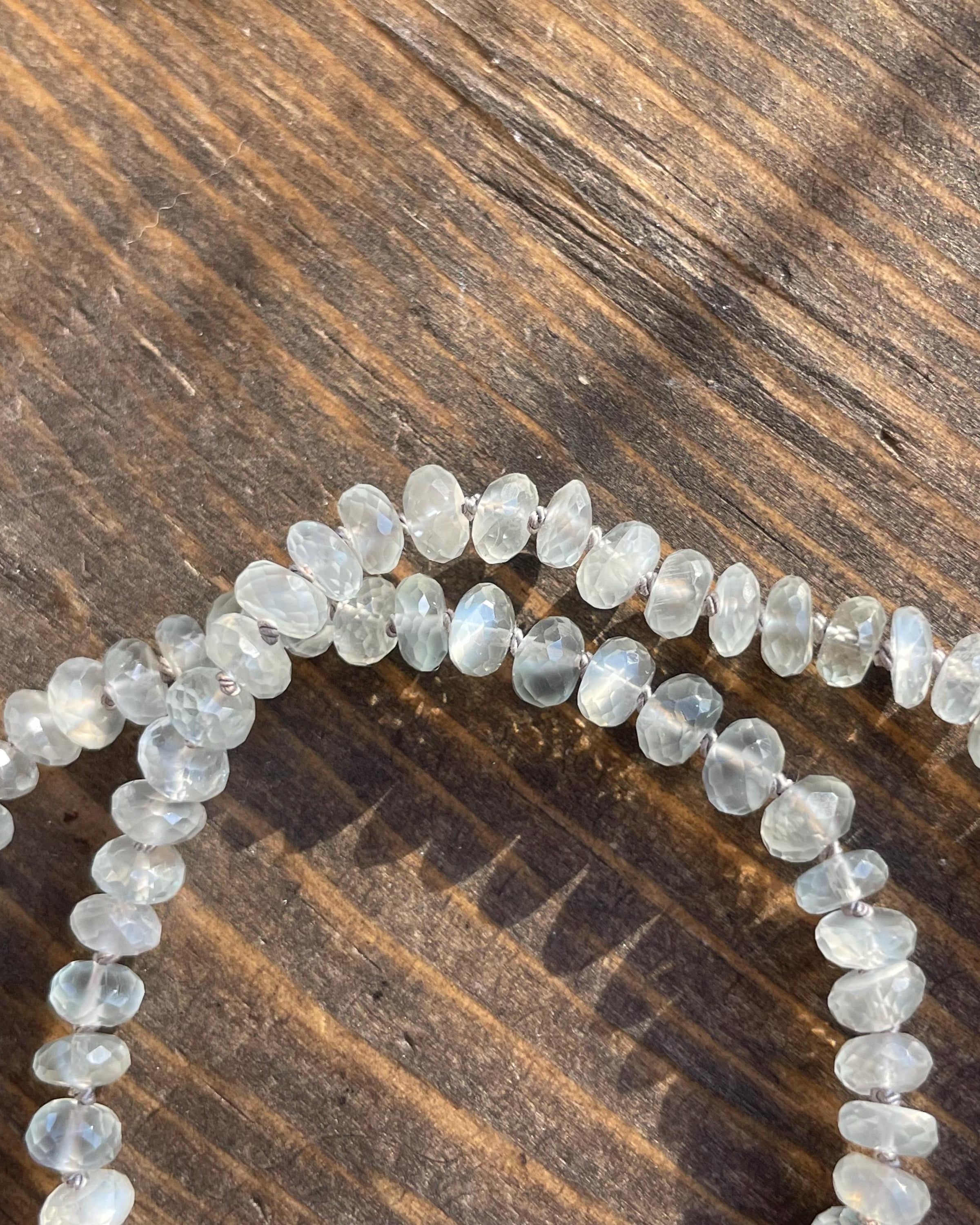 White Moonstone Silk Knotted Necklace by Hannah May Jewelry
