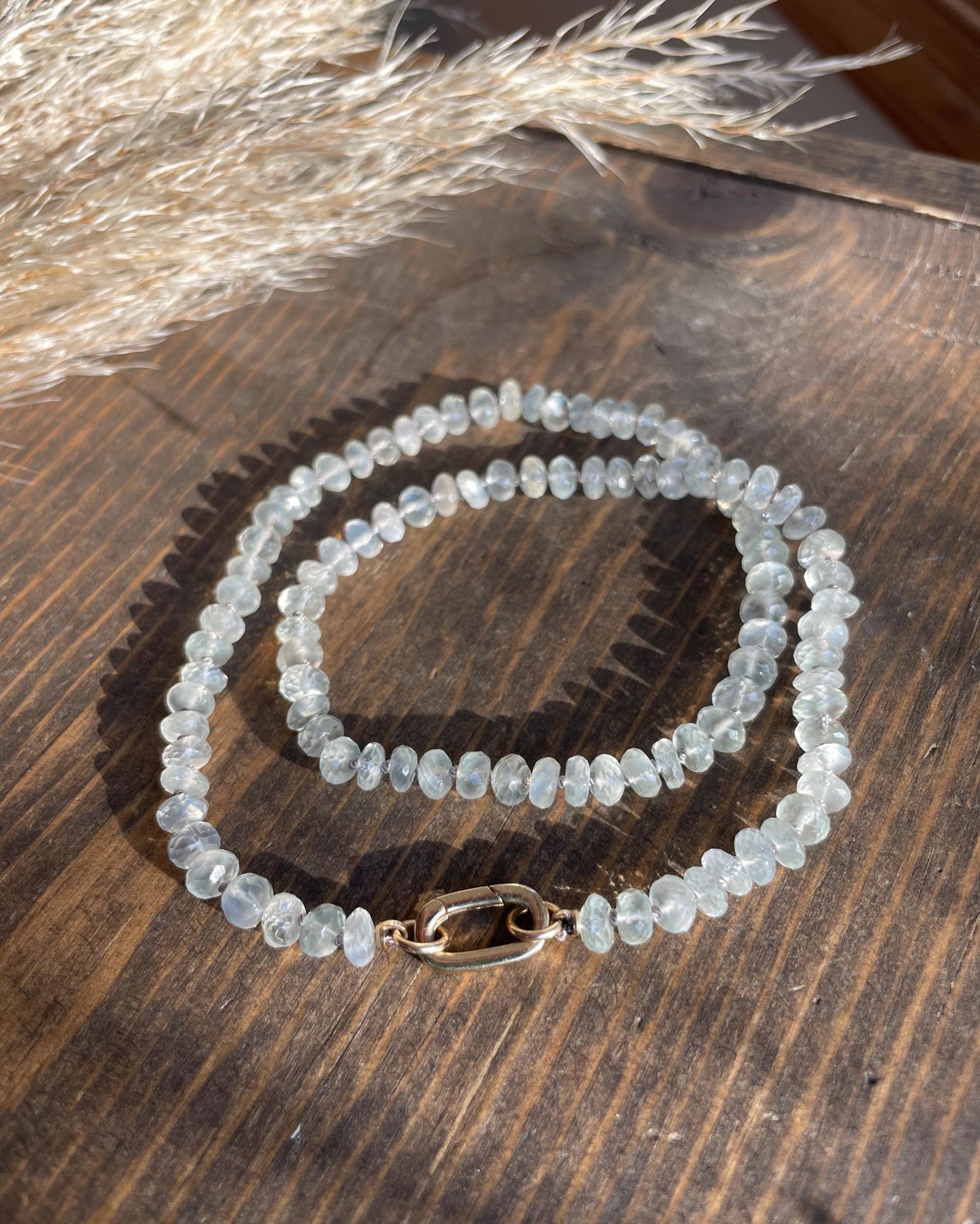 White Moonstone Silk Knotted Necklace Hannah May Jewelry