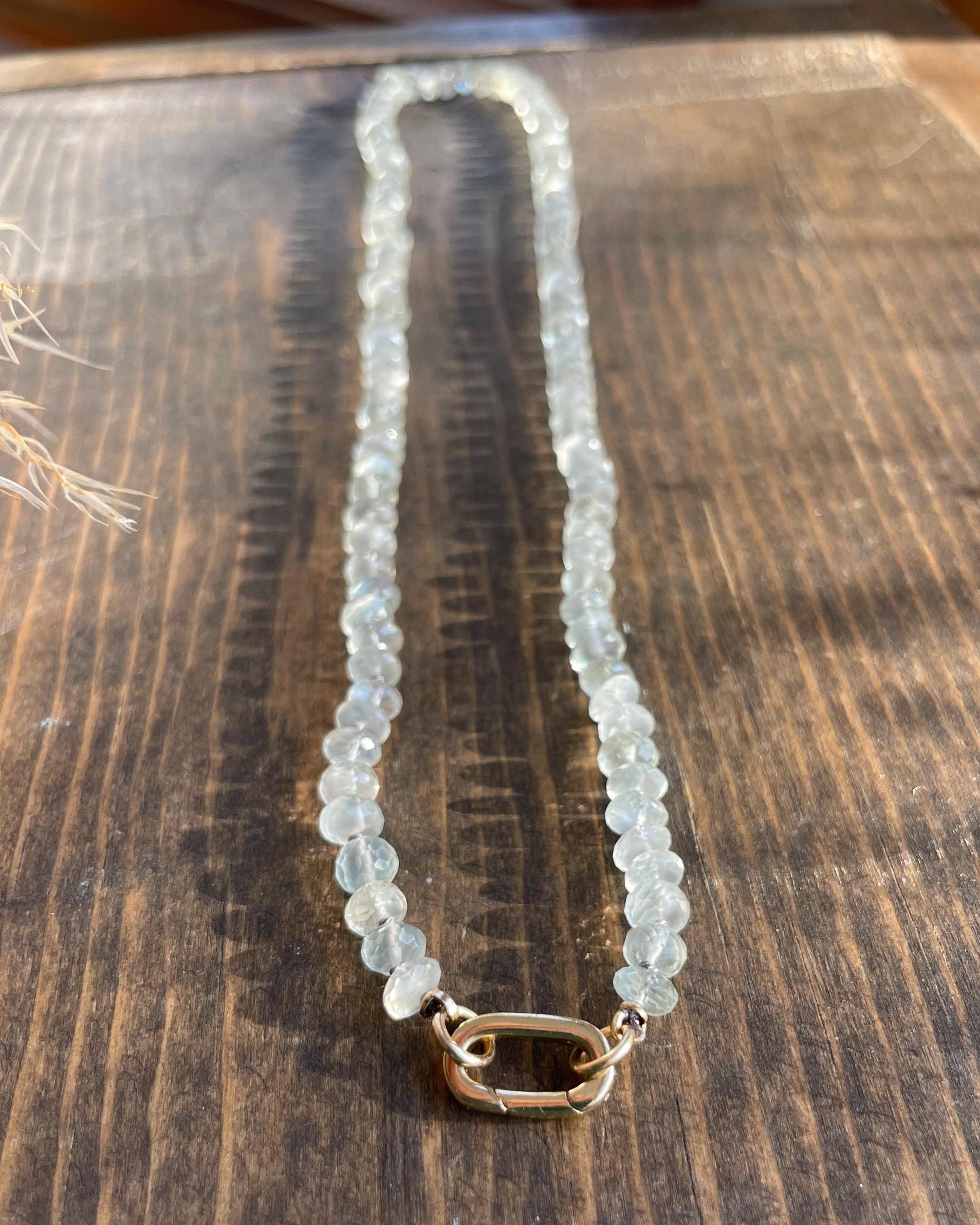 White Moonstone Silk Knotted Necklace by Hannah May Jewelry