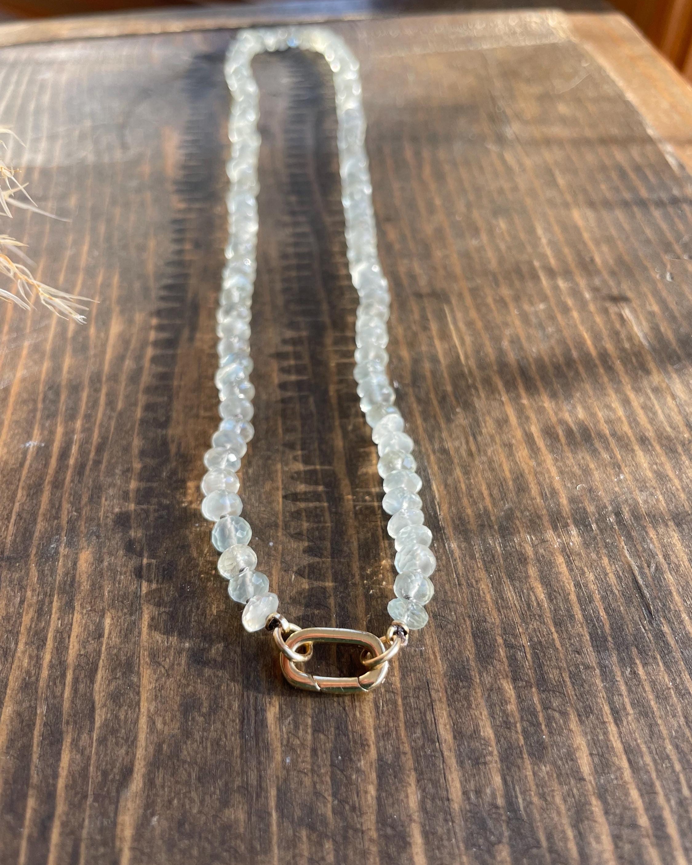 White Moonstone Silk Knotted Necklace Hannah May Jewelry