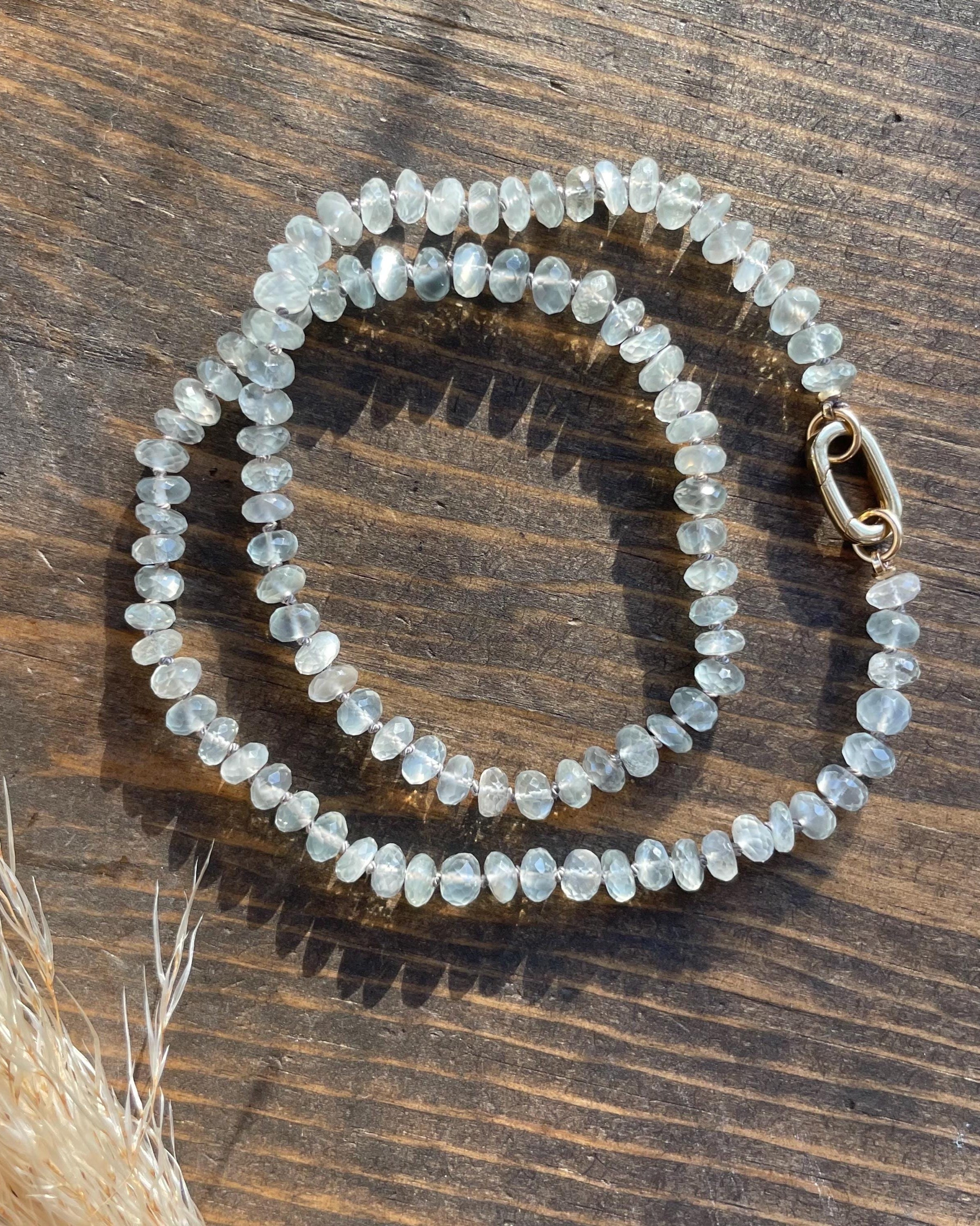 White Moonstone Silk Knotted Necklace Hannah May Jewelry