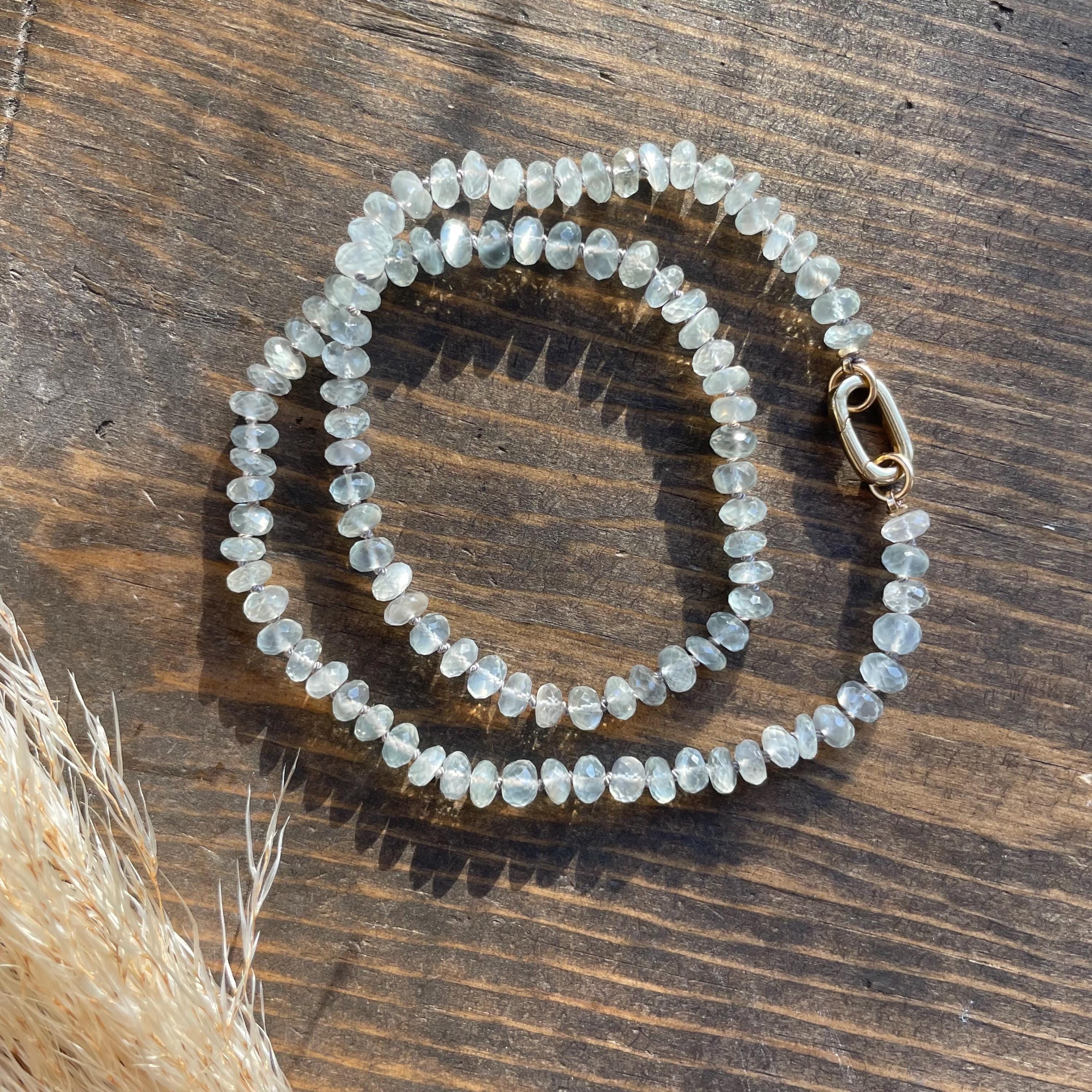 White Moonstone Silk Knotted Necklace Hannah May Jewelry