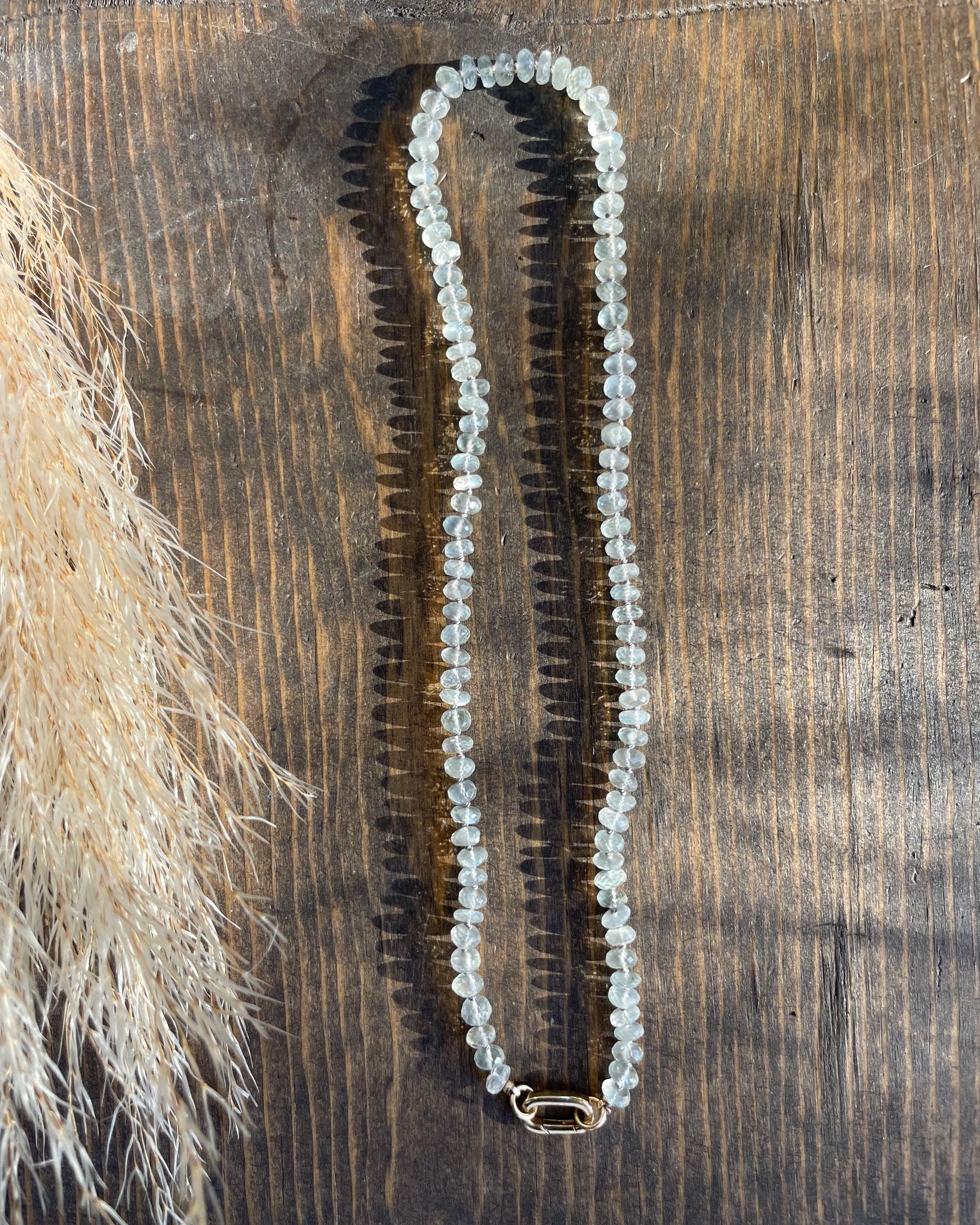 White Moonstone Silk Knotted Necklace Hannah May Jewelry