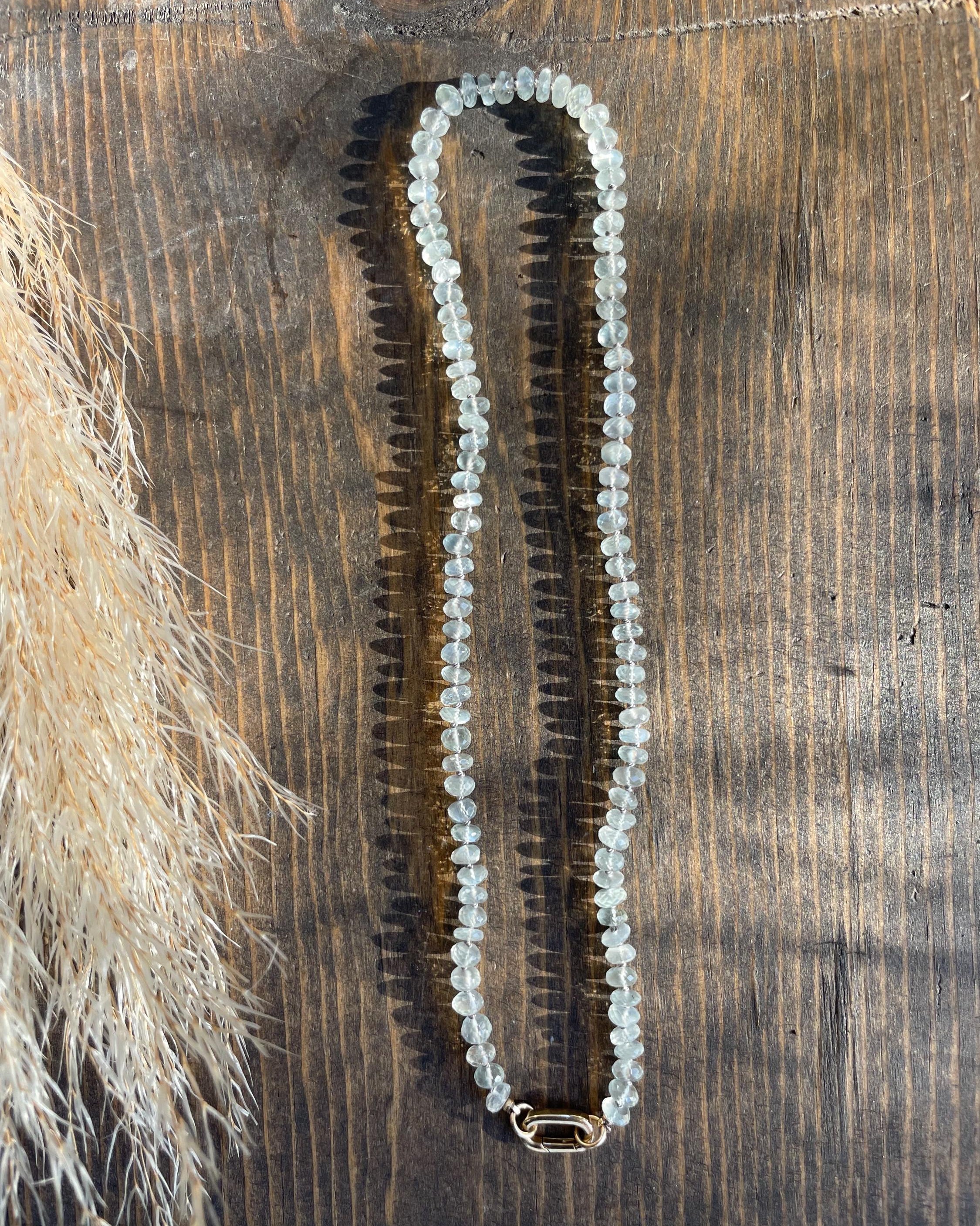 White Moonstone Silk Knotted Necklace by Hannah May Jewelry