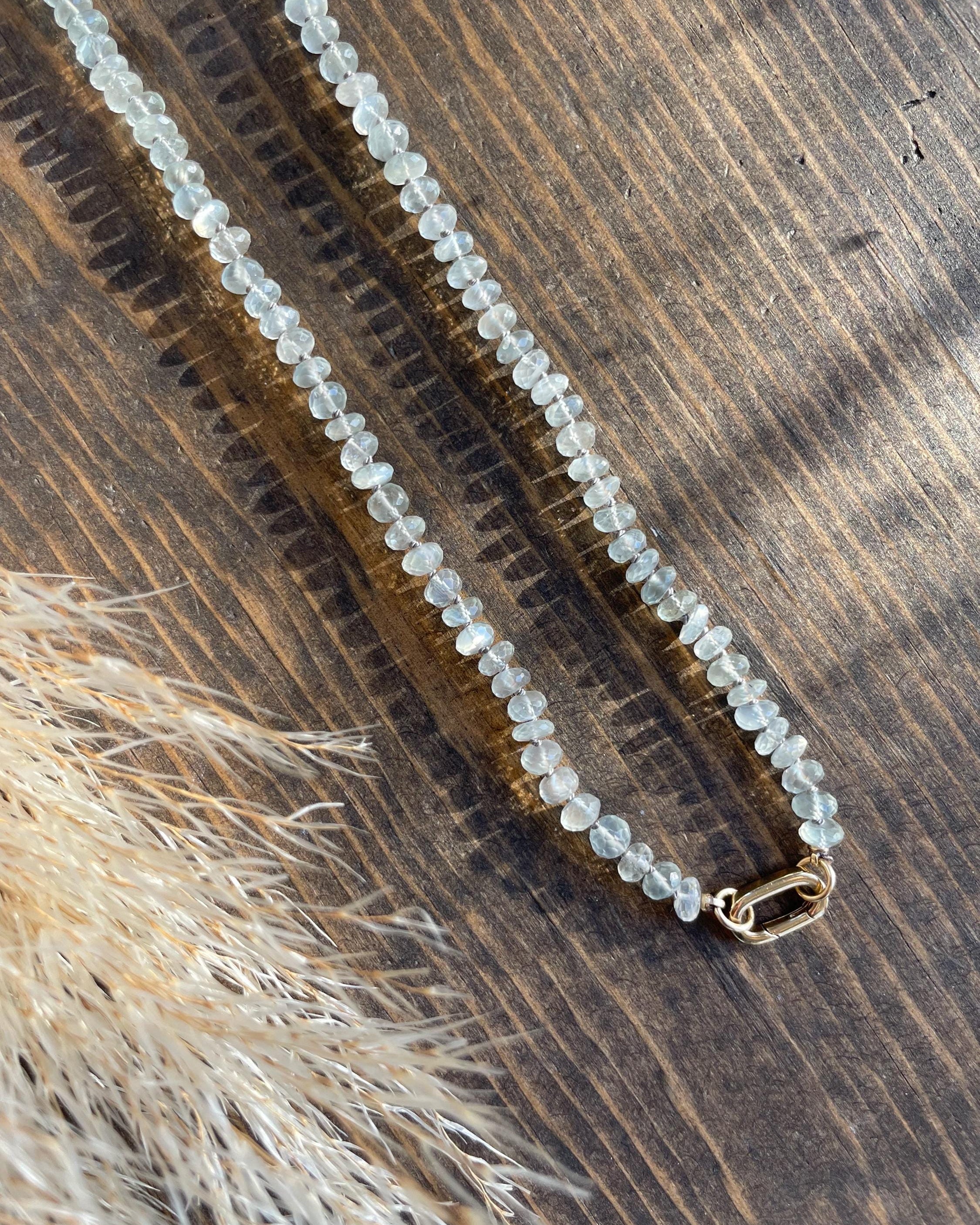 White Moonstone Silk Knotted Necklace Hannah May Jewelry