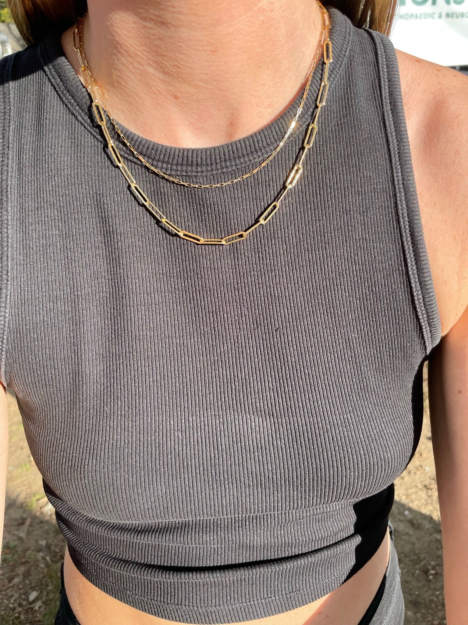 Gold Paperclip Chain Necklace by Hannah May Jewelry