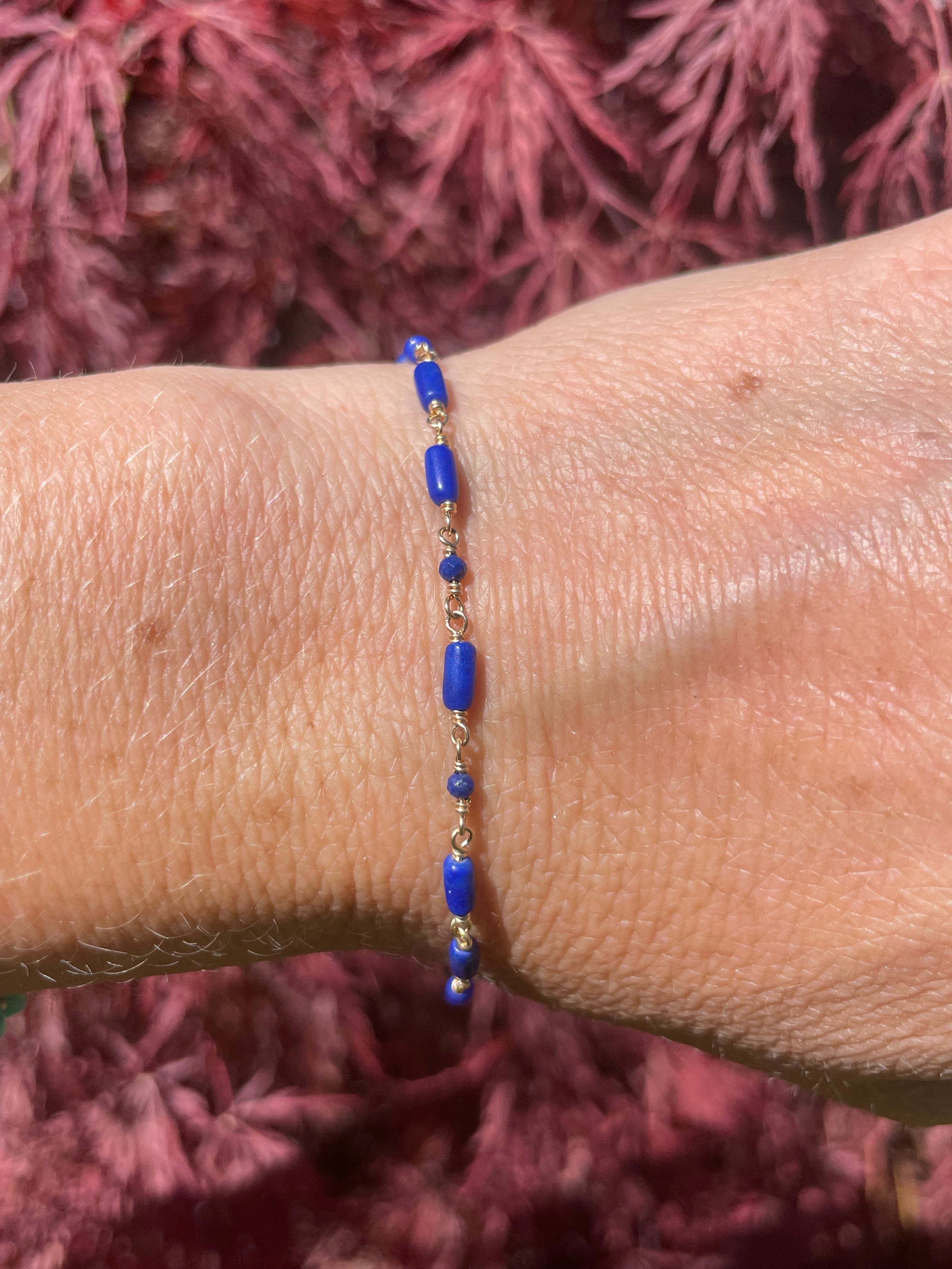 Pearl and Turquoise Gem Chain Bracelet by Hannah May Jewelry
