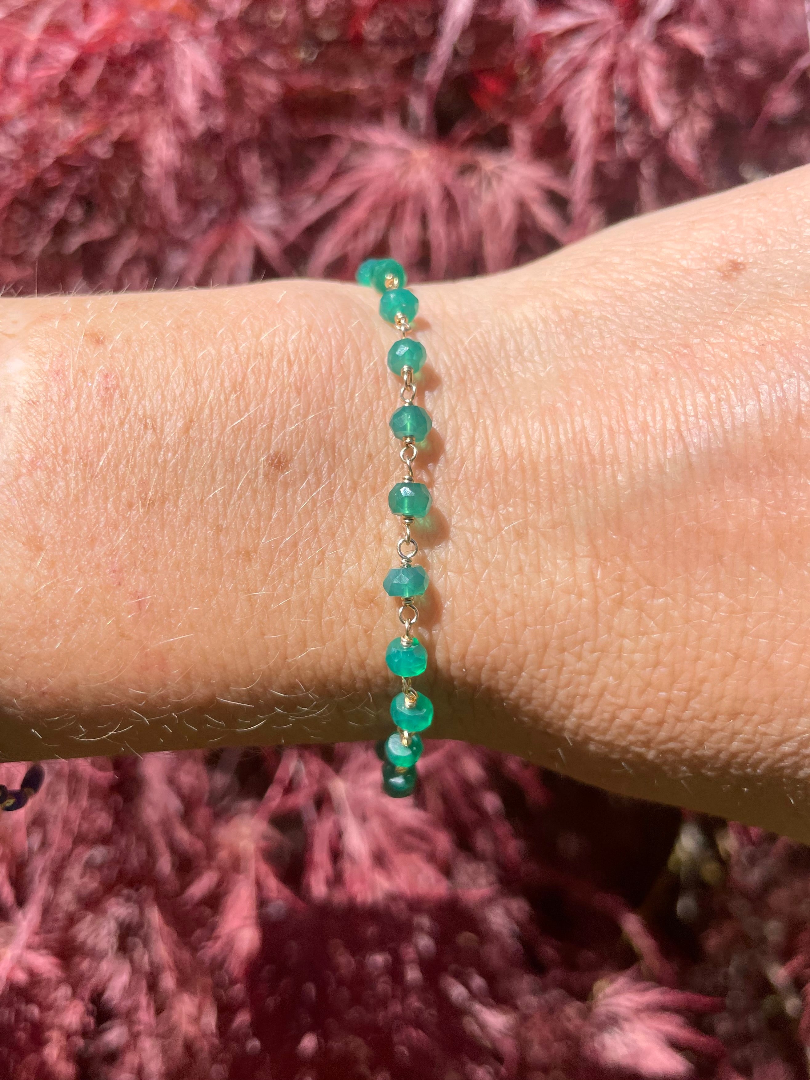 Pearl and Turquoise Gem Chain Bracelet by Hannah May Jewelry