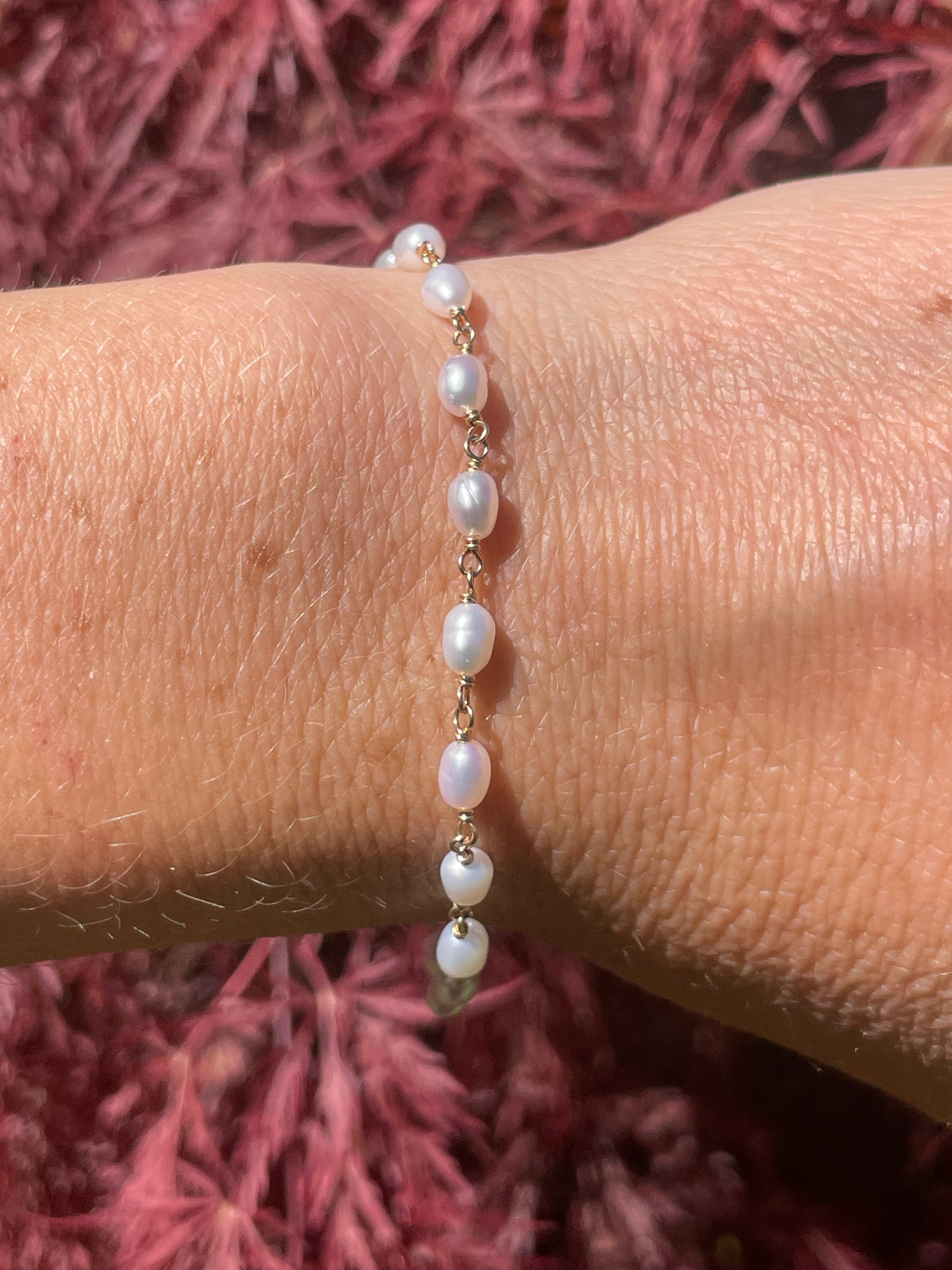 Pearl and Turquoise Gem Chain Bracelet by Hannah May Jewelry