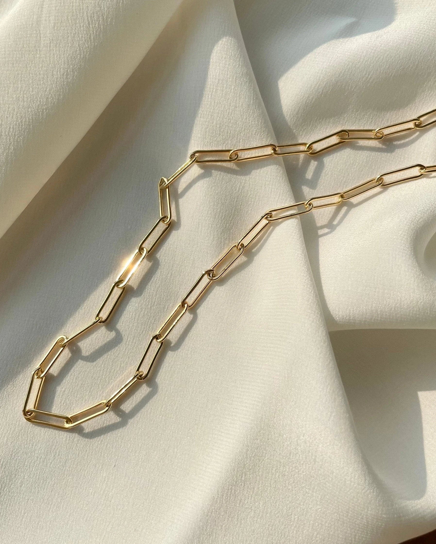 Gold Paperclip Chain Necklace by Hannah May Jewelry