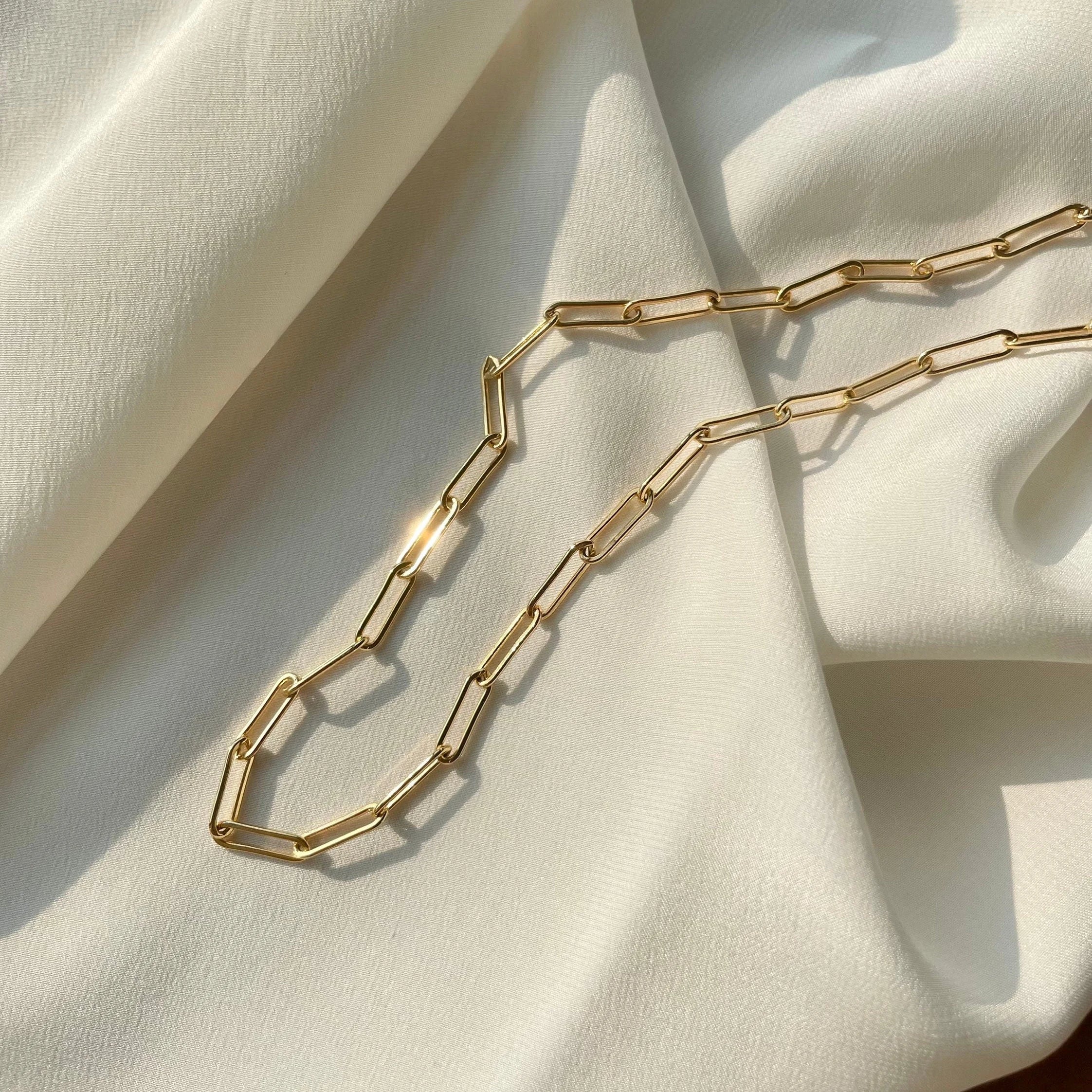 Gold Paperclip Chain Necklace by Hannah May Jewelry