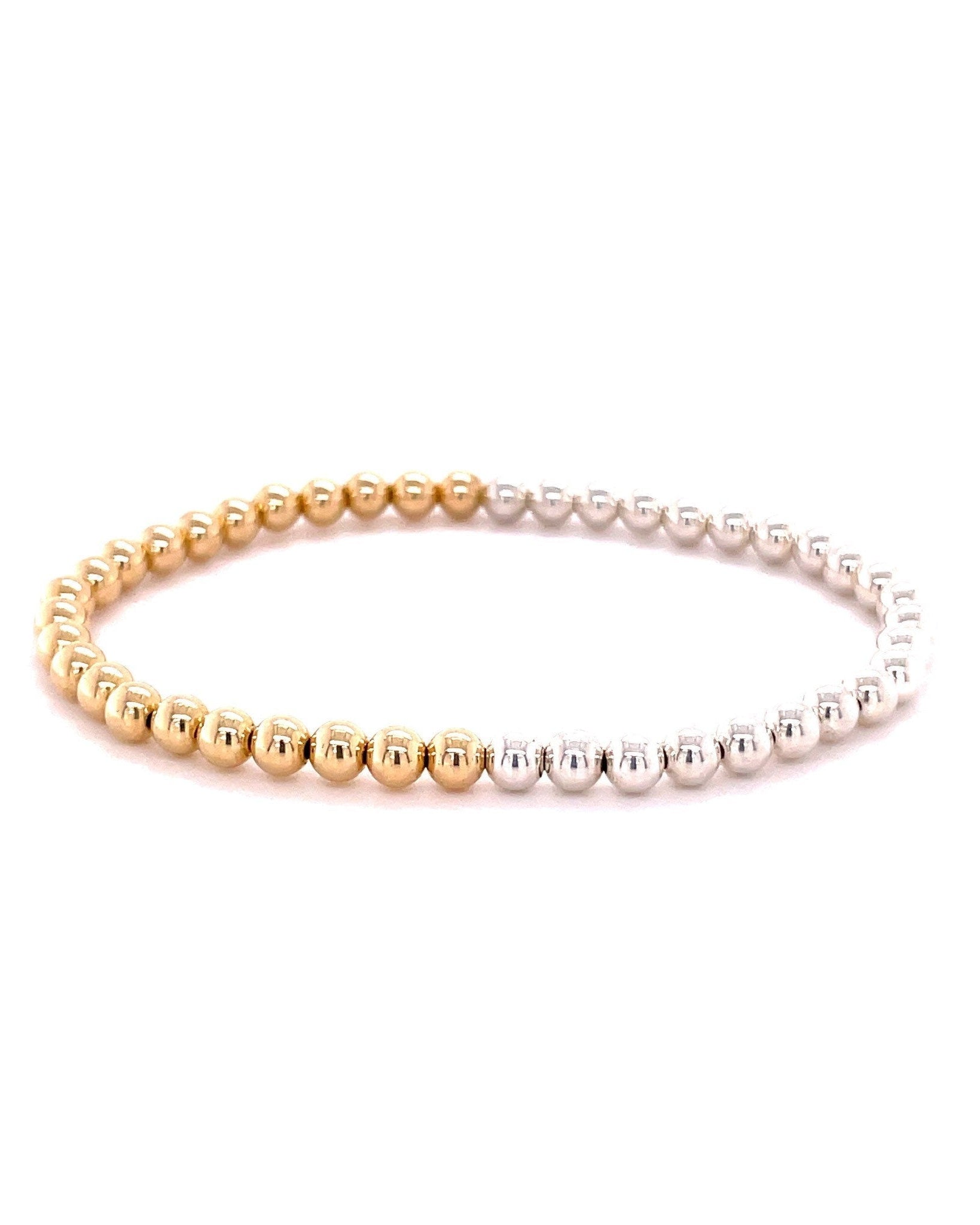 Half Gold Half Silver Beaded Bracelet by Hannah May Jewelry