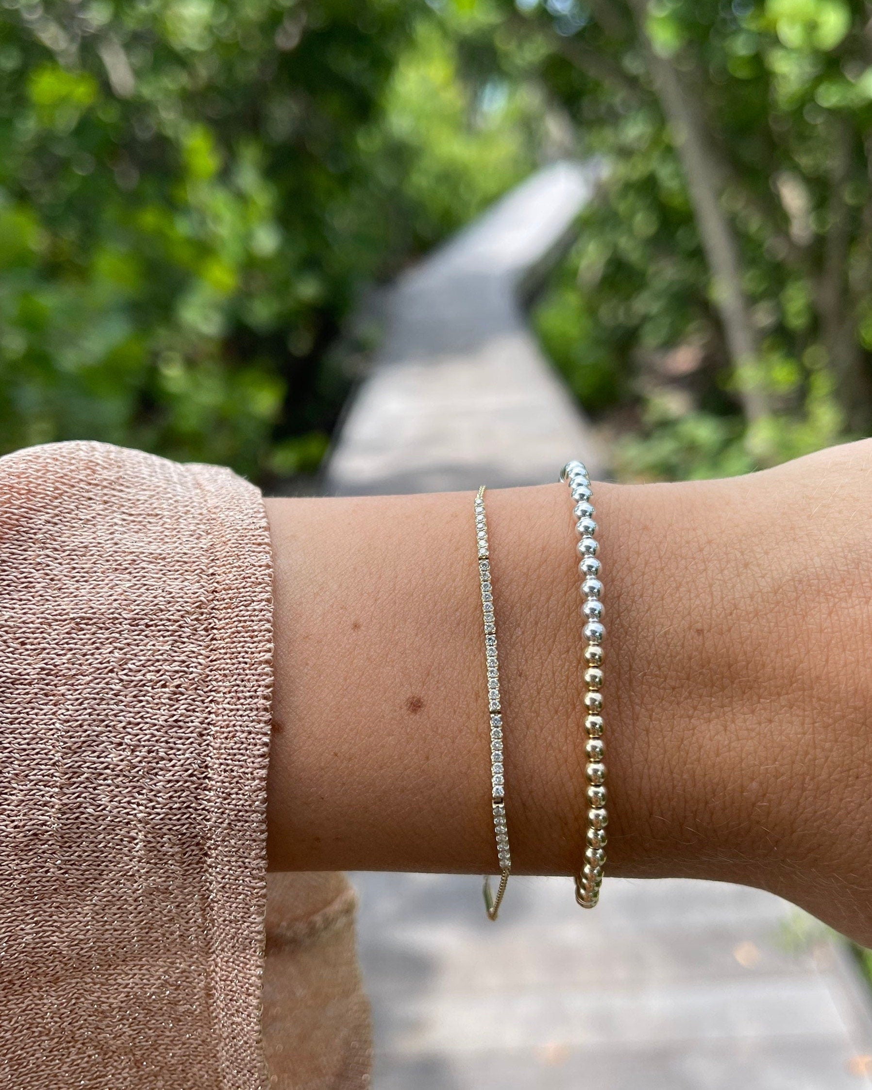 Half Gold Half Silver Beaded Bracelet by Hannah May Jewelry