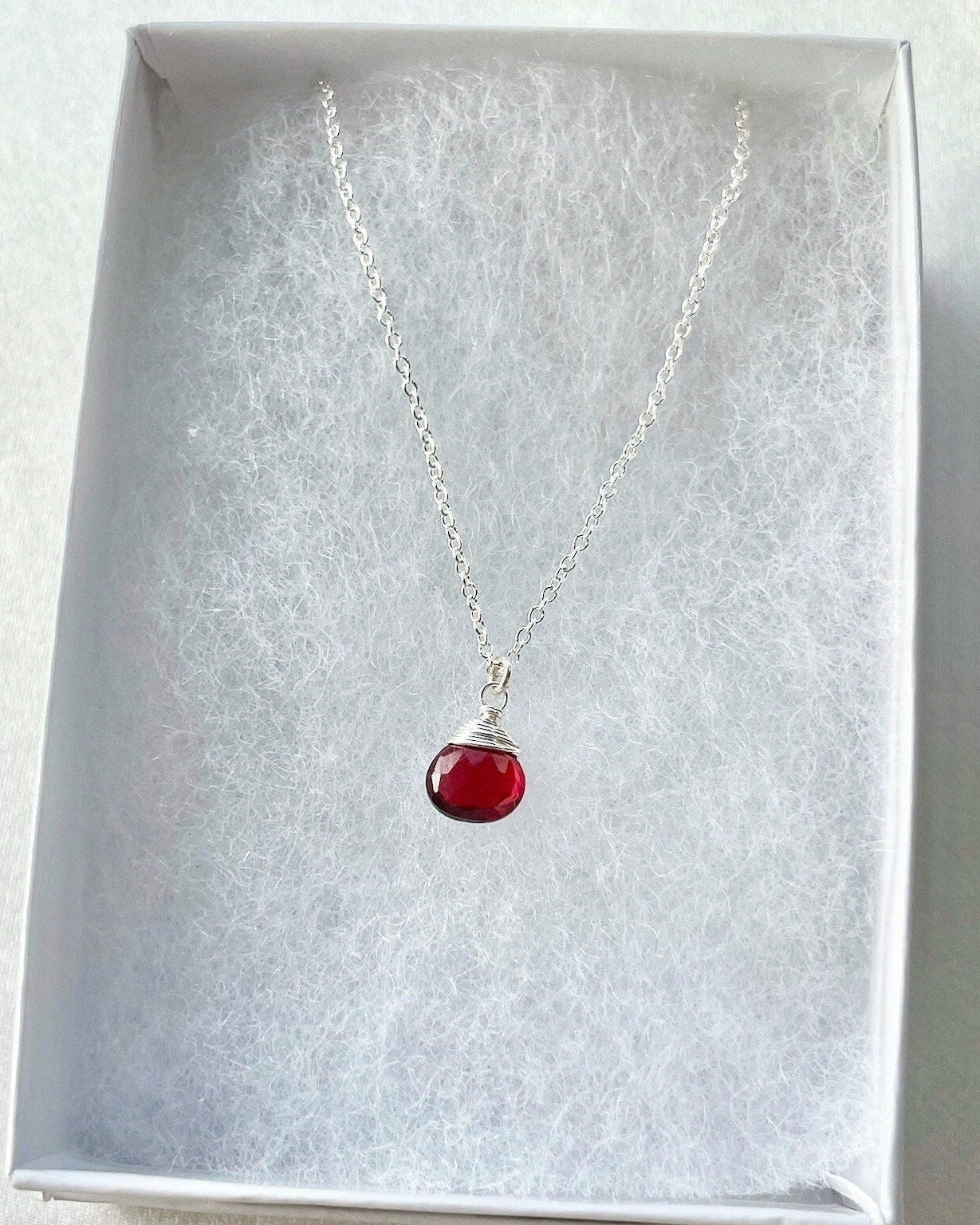 Red Garnet Gem Drop Necklace by Hannah May Jewelry
