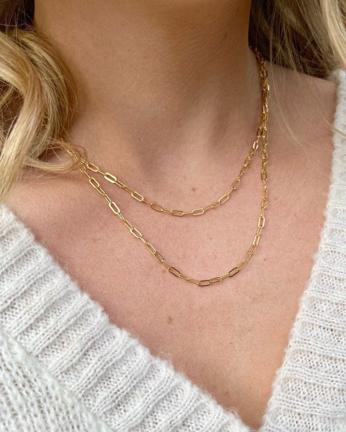 Gold Paperclip Chain Necklace by Hannah May Jewelry