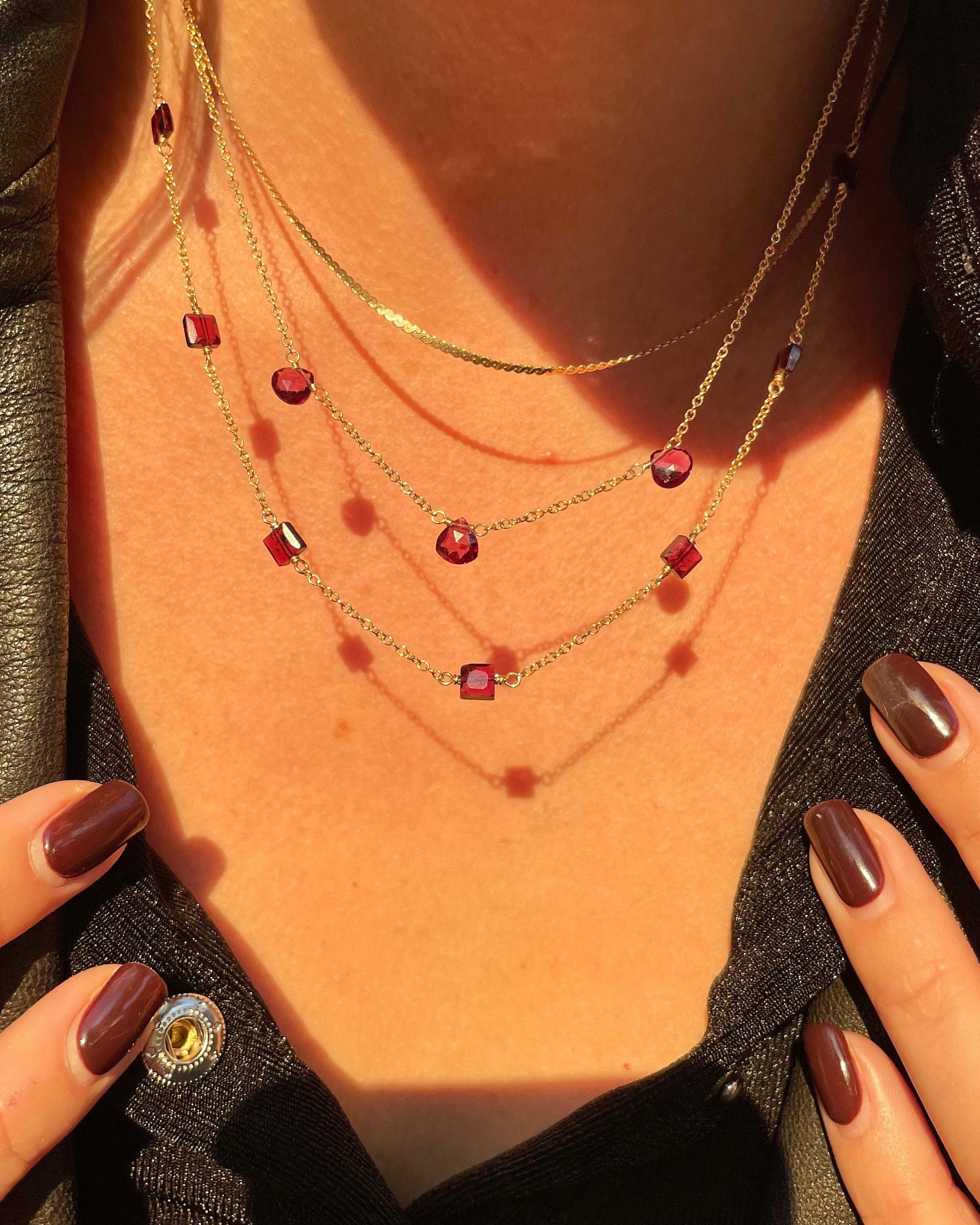 Gemstone Station Necklace Hannah May Jewelry