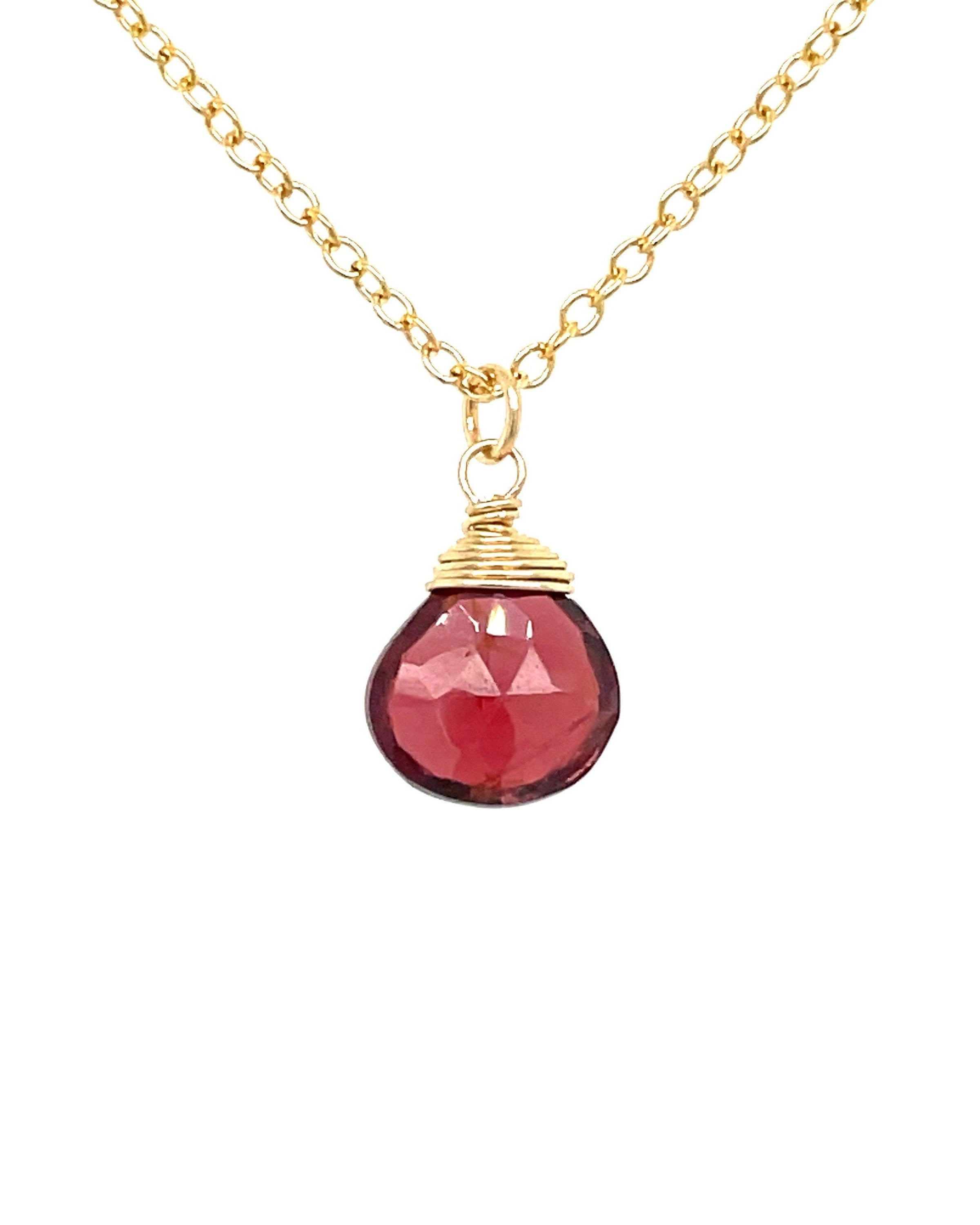 Red Garnet Gem Drop Necklace by Hannah May Jewelry
