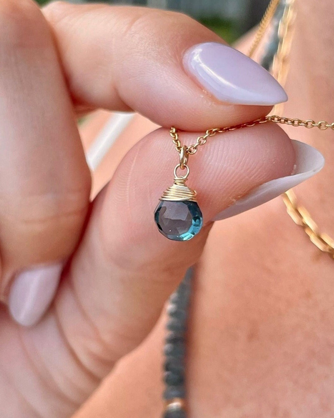 London Blue Topaz Necklace, December Birthstone Hannah May Jewelry