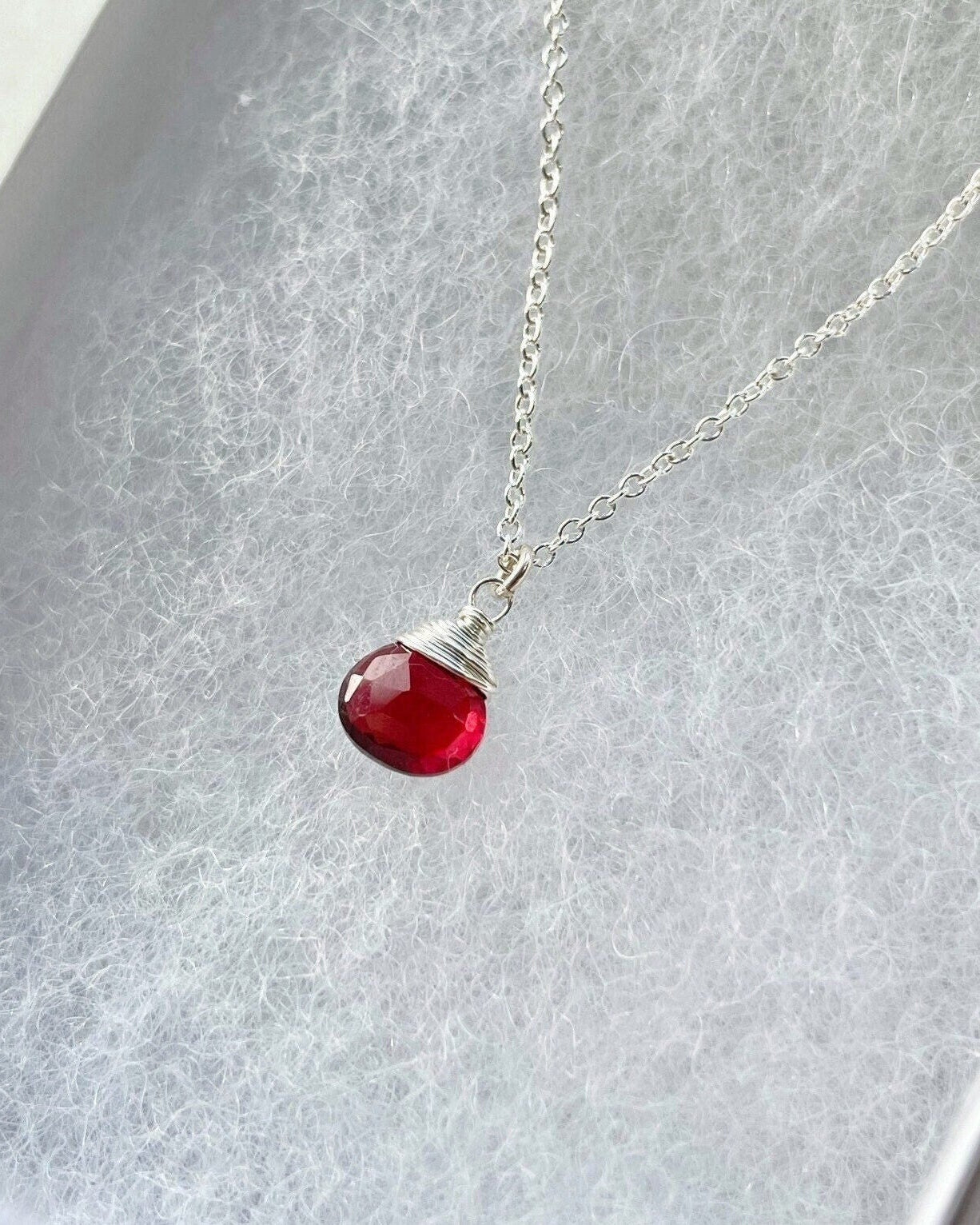 Red Garnet Gem Drop Necklace by Hannah May Jewelry