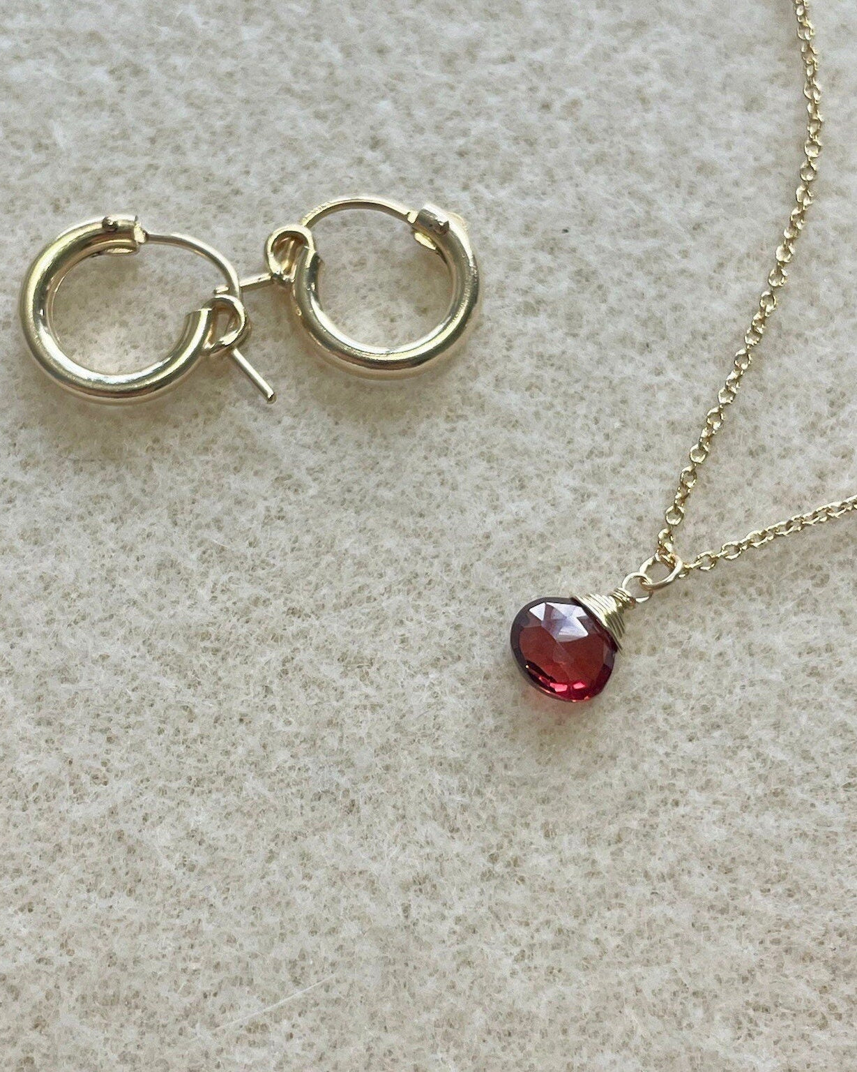 Red Garnet Gem Drop Necklace by Hannah May Jewelry