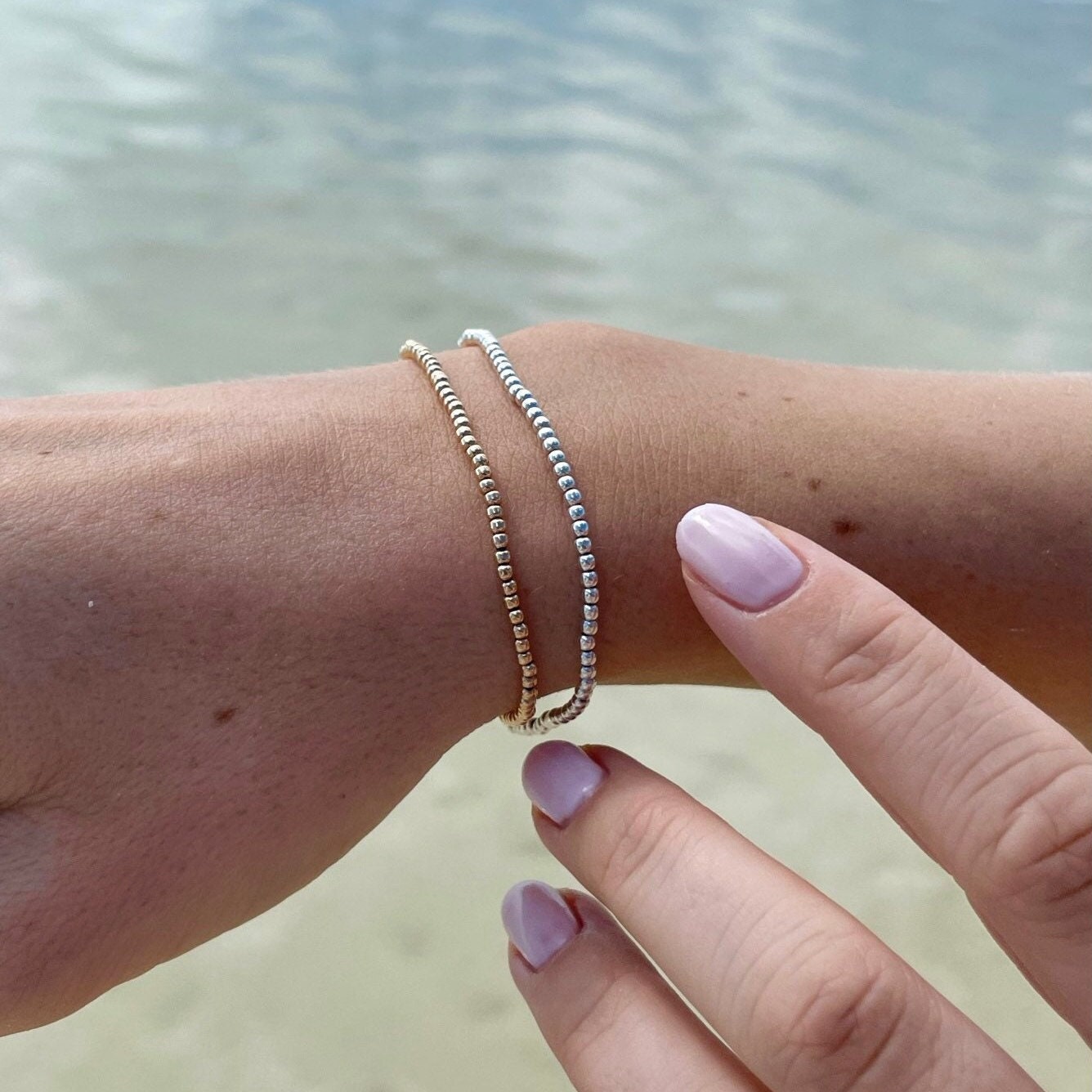 Gold Beaded Bracelet 2mm Hannah May Jewelry