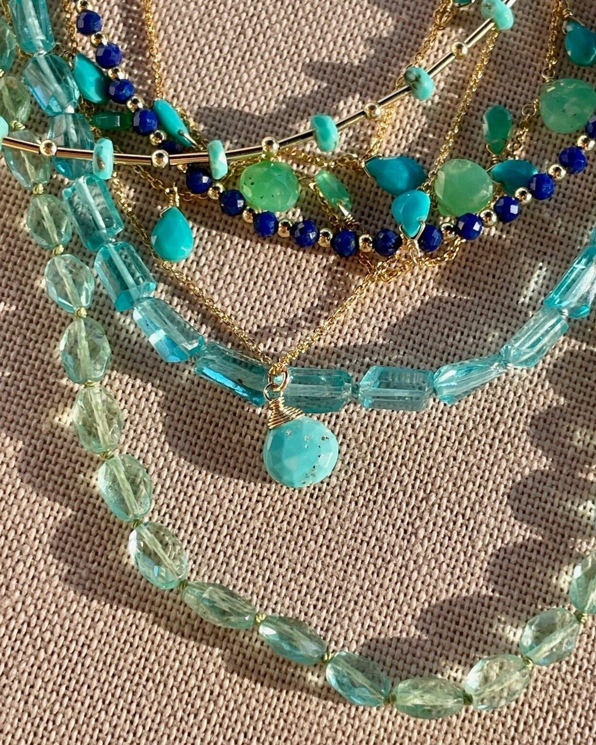 Sleeping Beauty Turquoise Gem Drop Necklace by Hannah May Jewelry