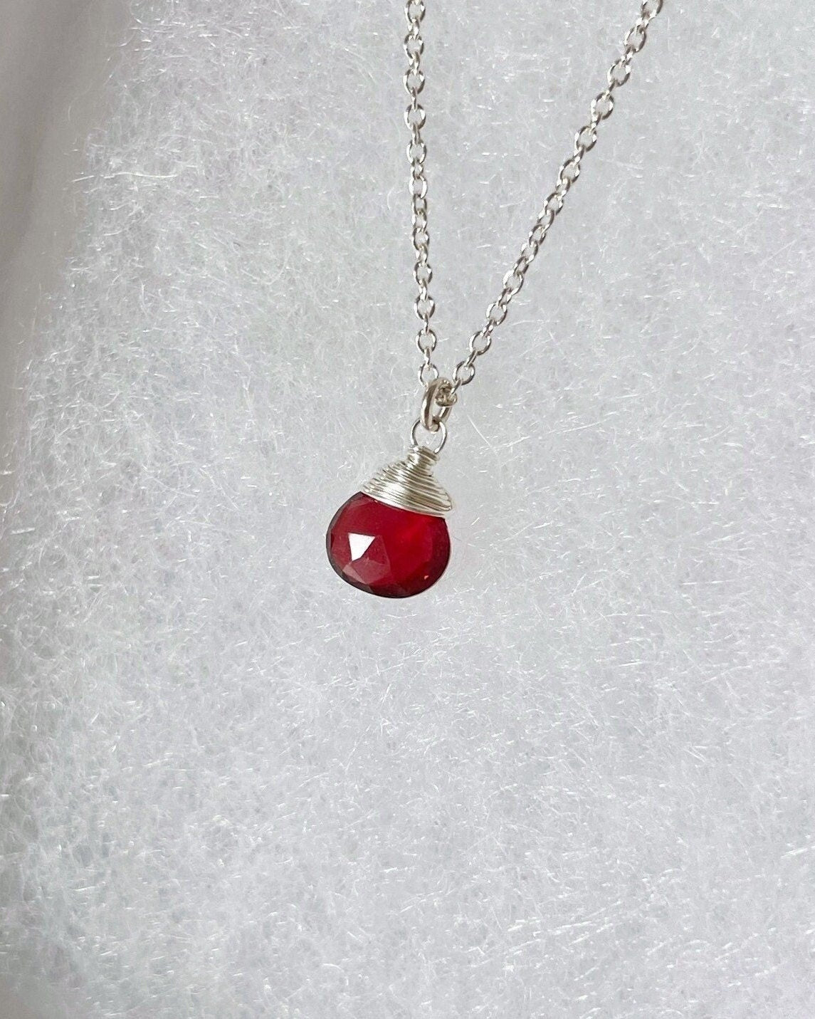 Red Garnet Gem Drop Necklace by Hannah May Jewelry