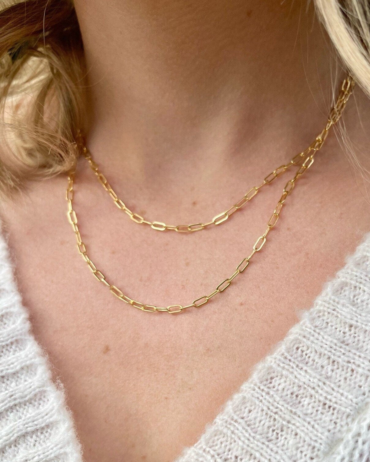 Gold Paperclip Chain Necklace by Hannah May Jewelry
