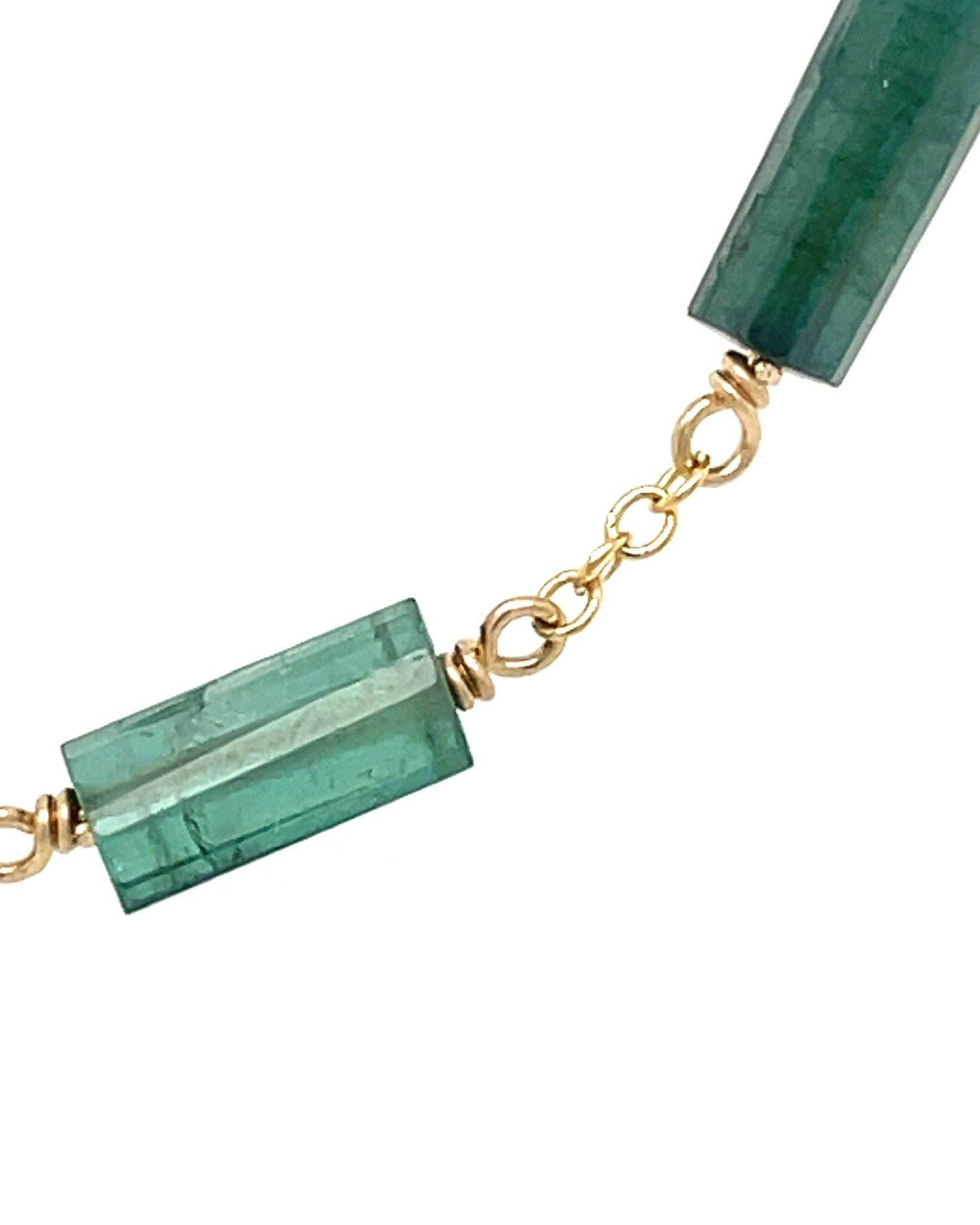 Multi Green and Blue Tourmaline Chain Link Necklace Hannah May Jewelry