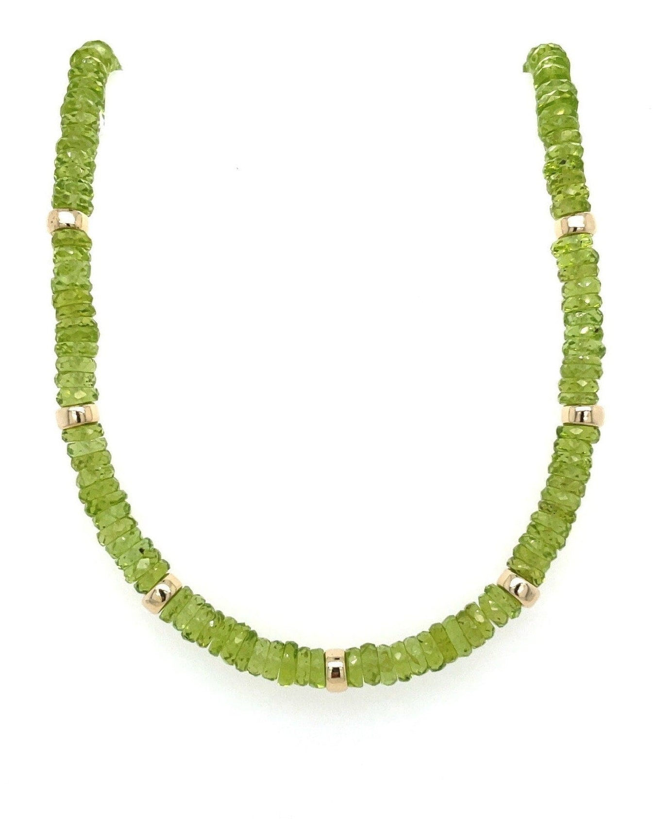 Peridot Heishi Beaded Necklace Hannah May Jewelry