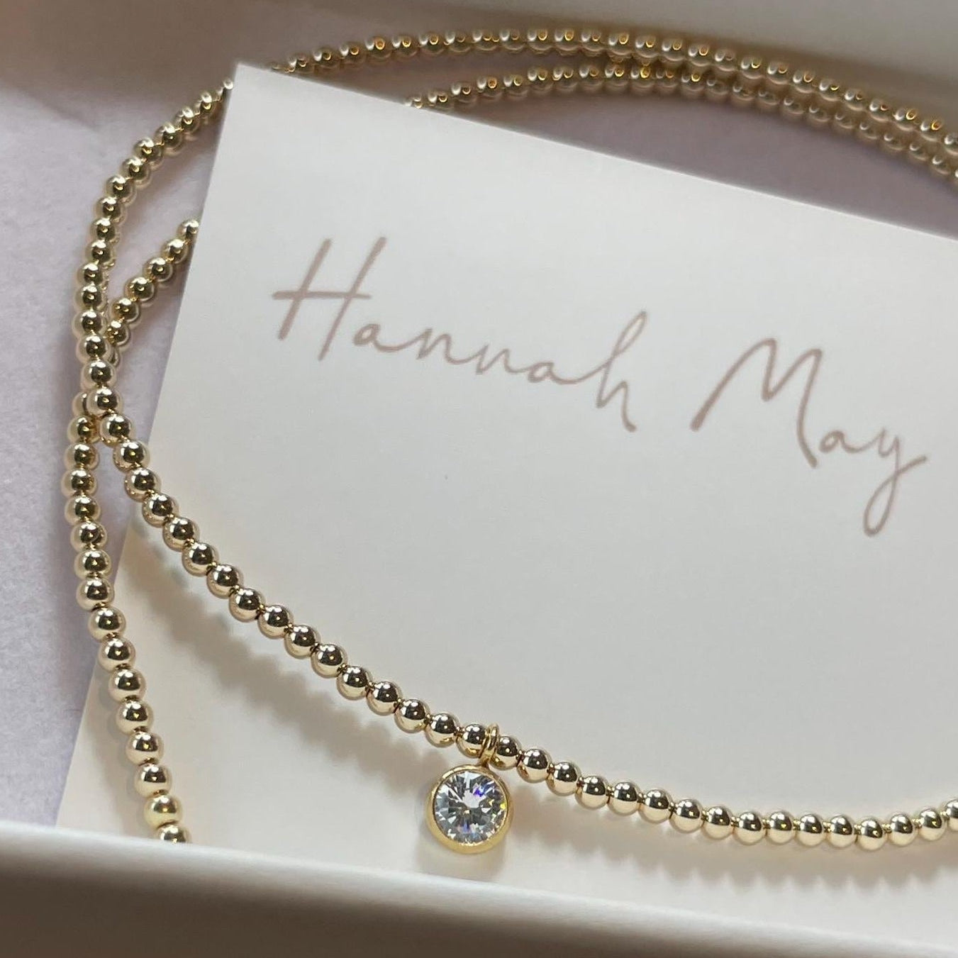 CZ Beaded Gold Necklace by Hannah May Jewelry