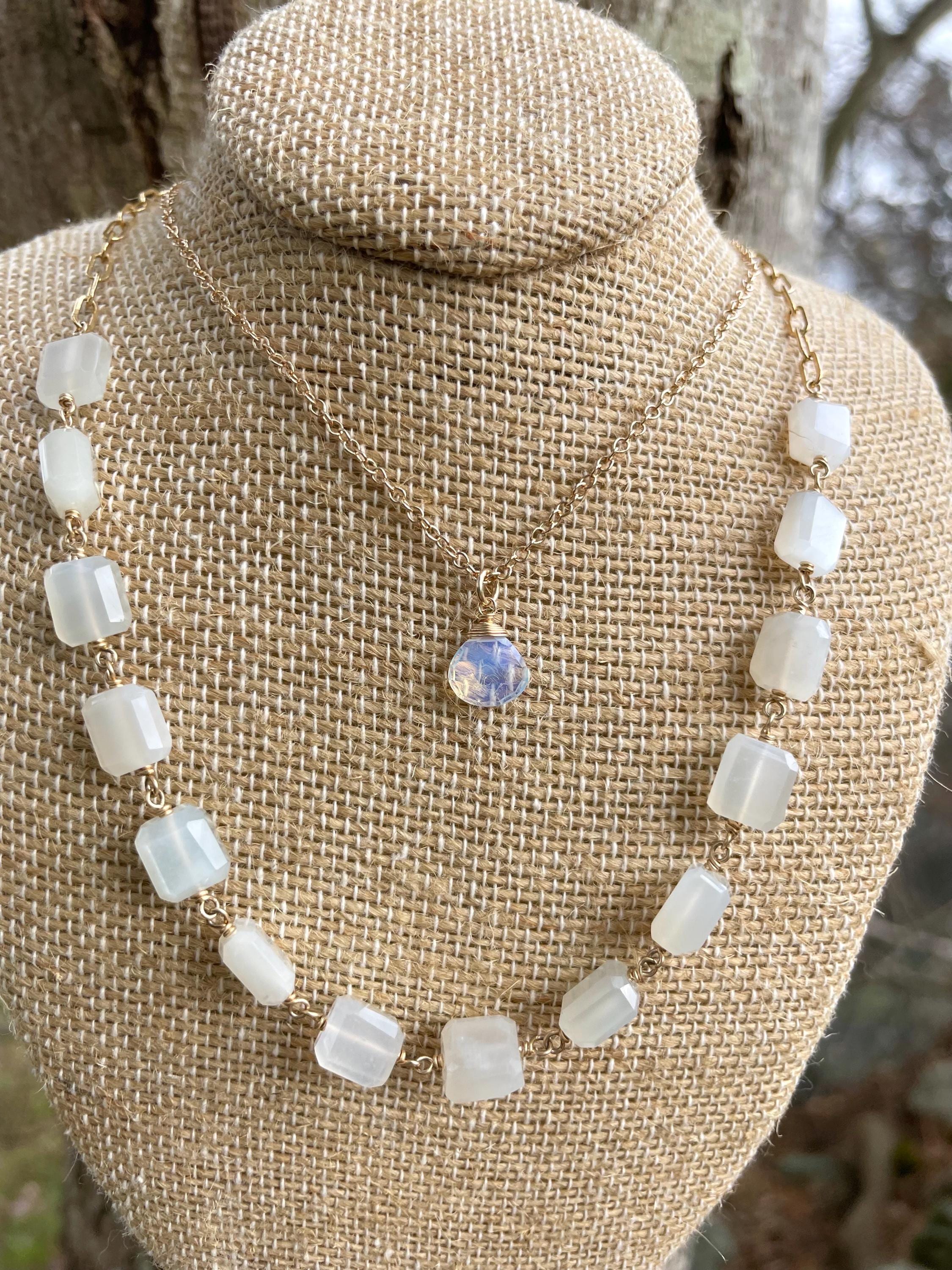 Opalite Gem Drop Necklace Hannah May Jewelry