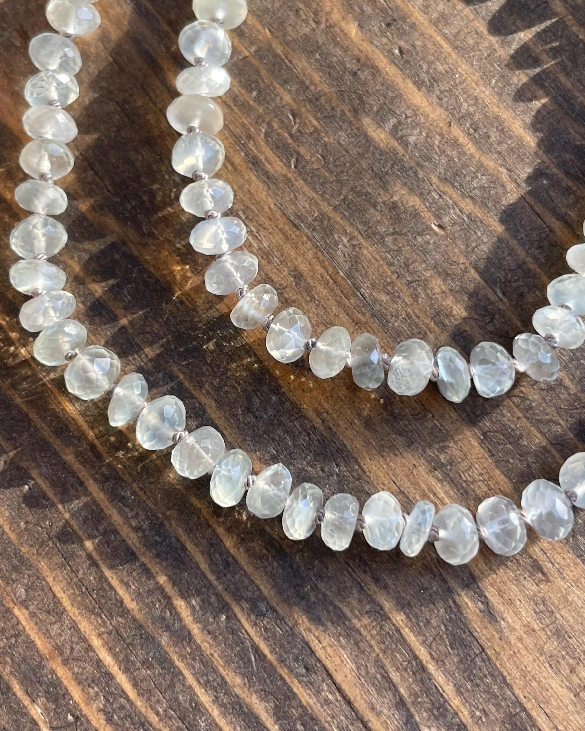 White Moonstone Silk Knotted Necklace by Hannah May Jewelry
