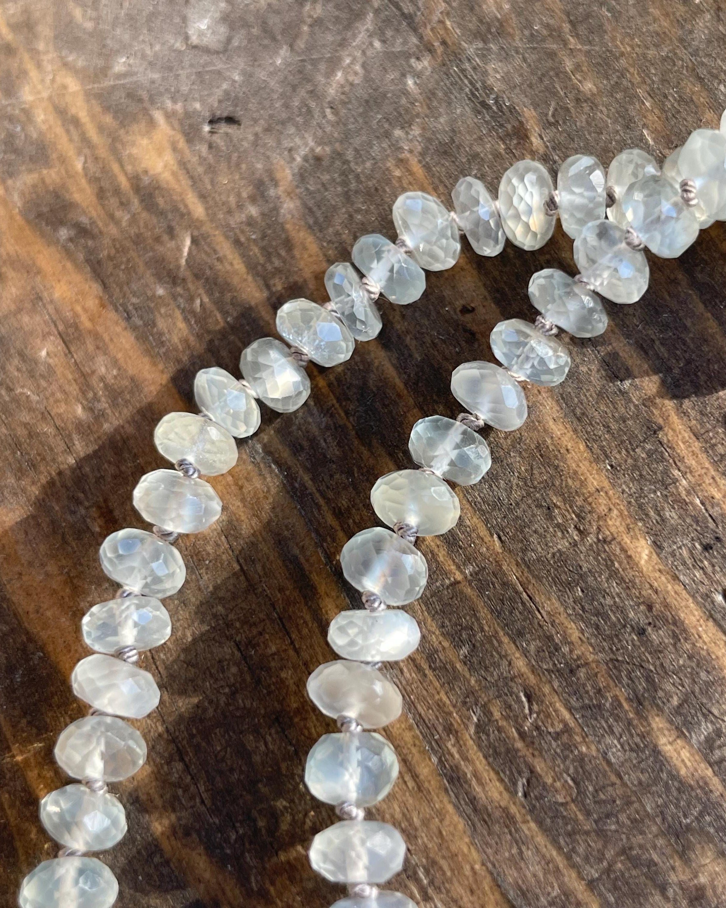White Moonstone Silk Knotted Necklace by Hannah May Jewelry