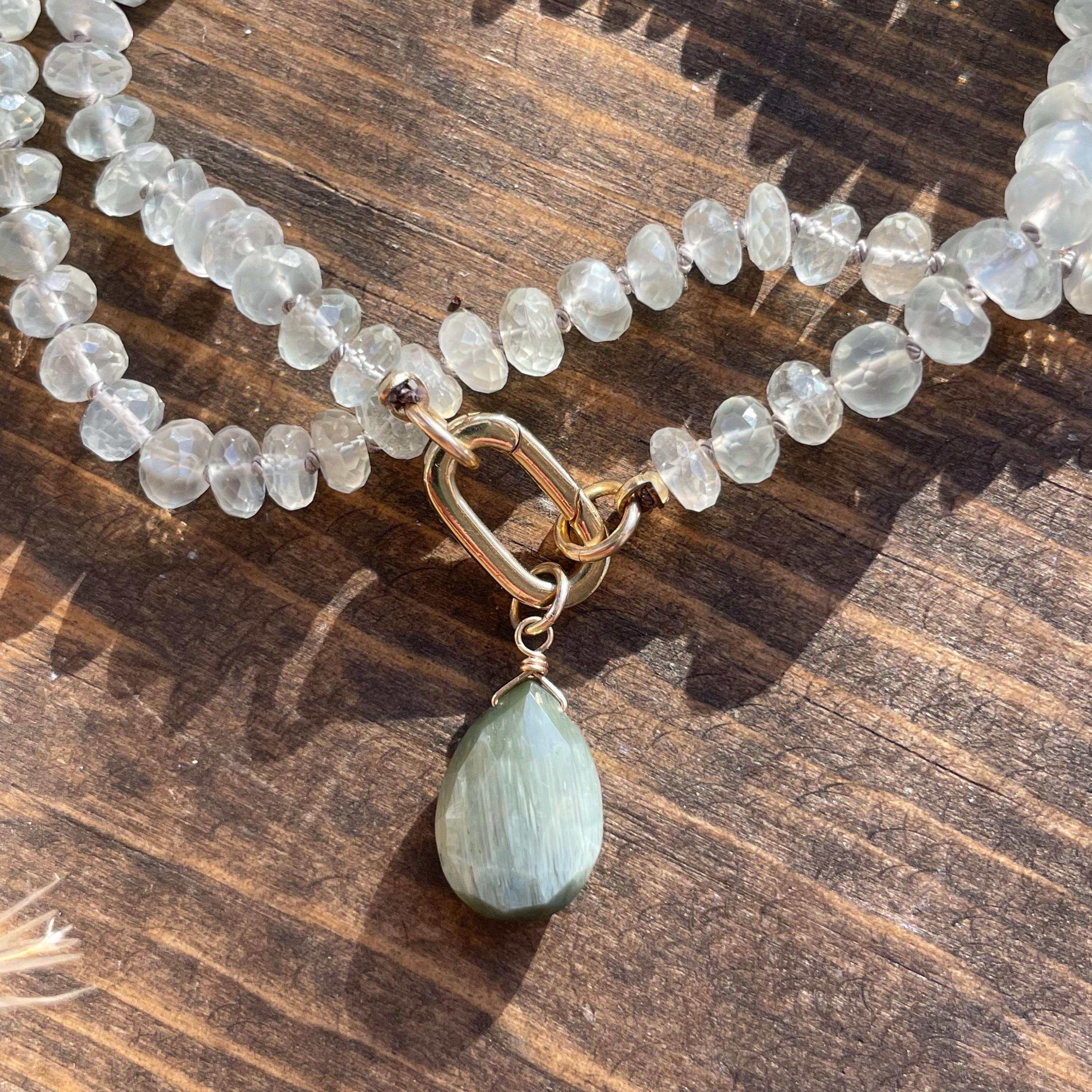 White Moonstone Silk Knotted Necklace Hannah May Jewelry