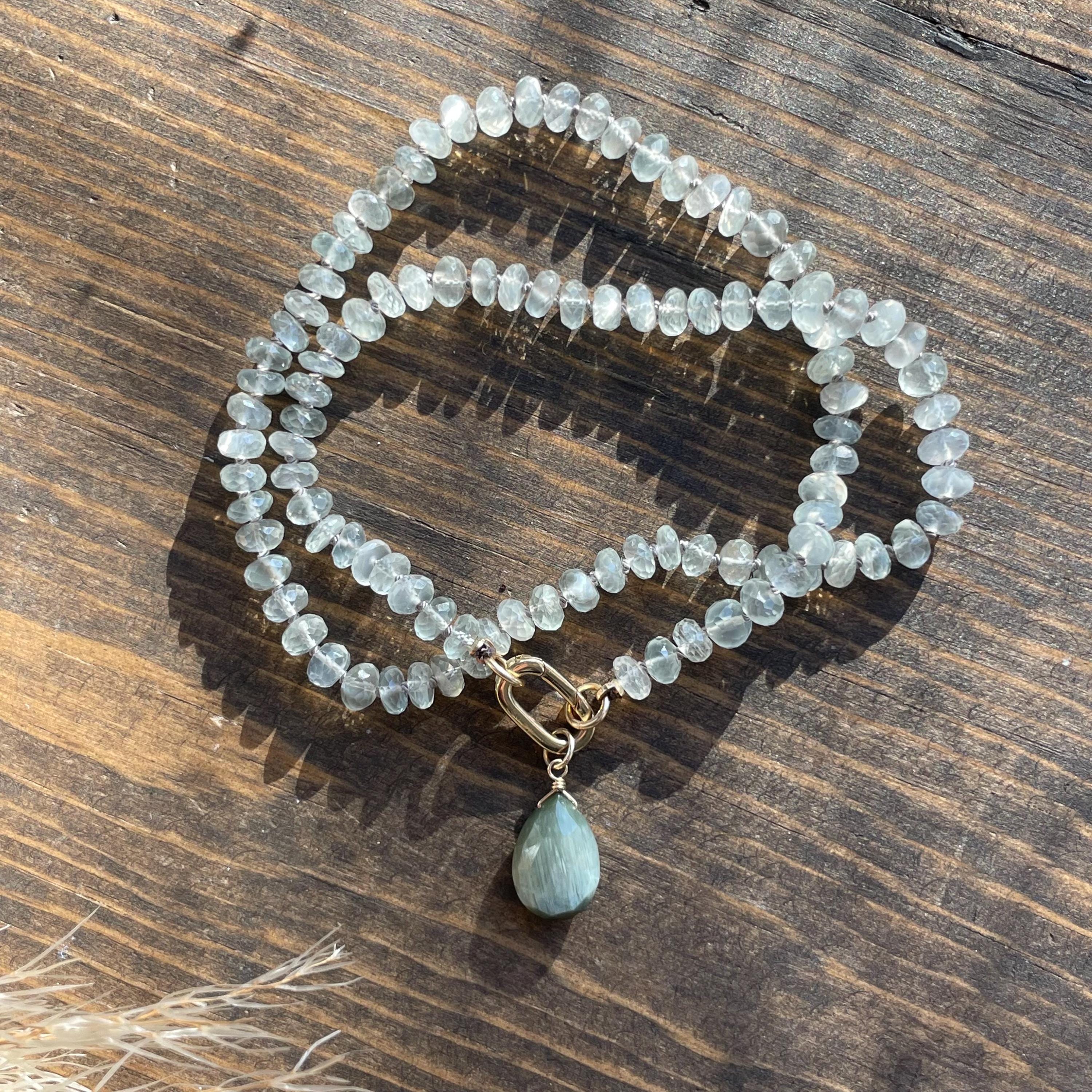 White Moonstone Silk Knotted Necklace Hannah May Jewelry