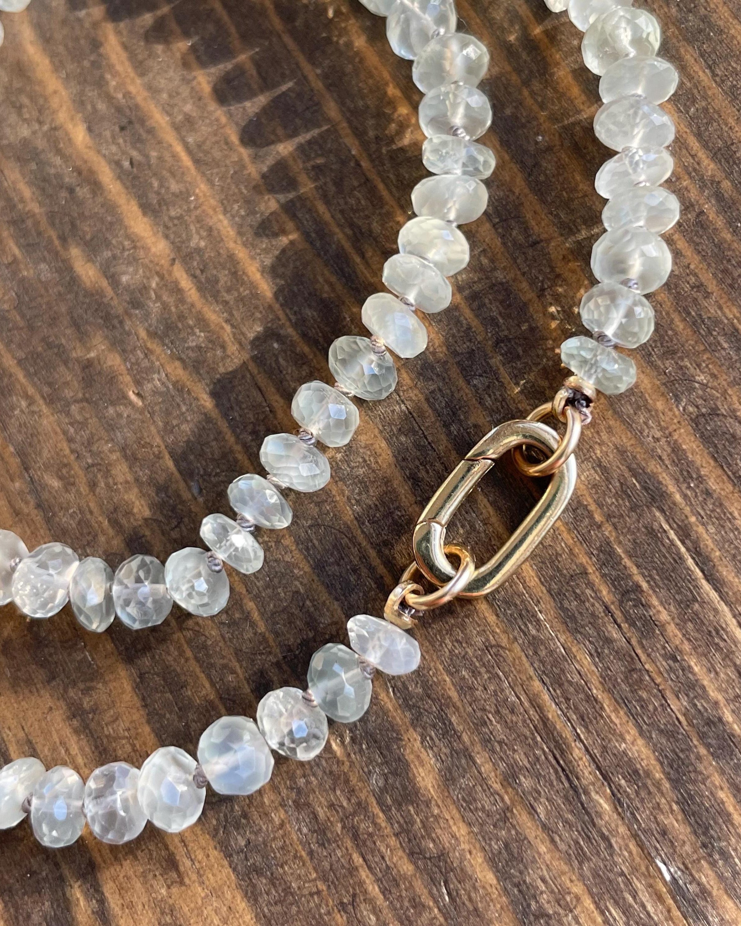 White Moonstone Silk Knotted Necklace by Hannah May Jewelry