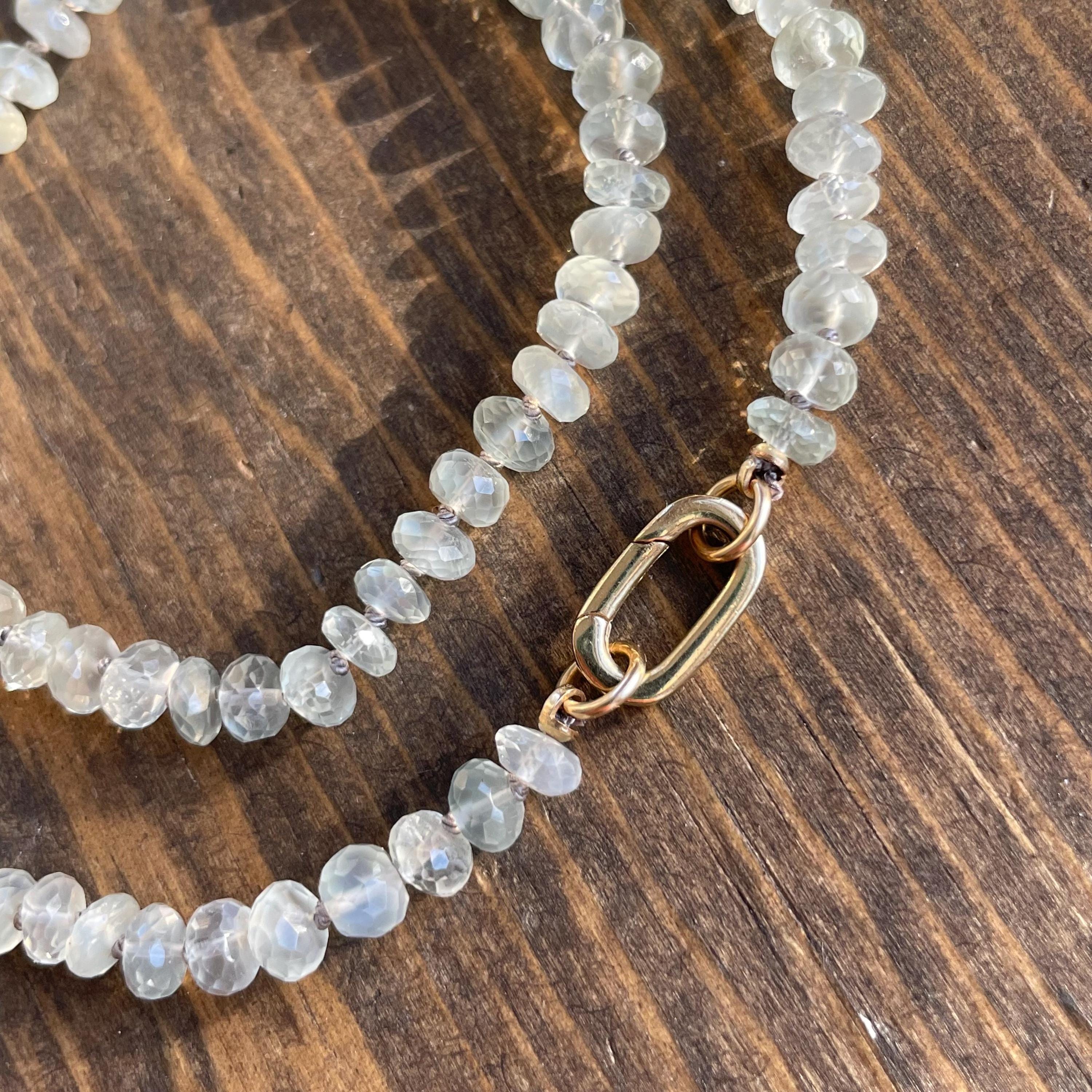 White Moonstone Silk Knotted Necklace Hannah May Jewelry