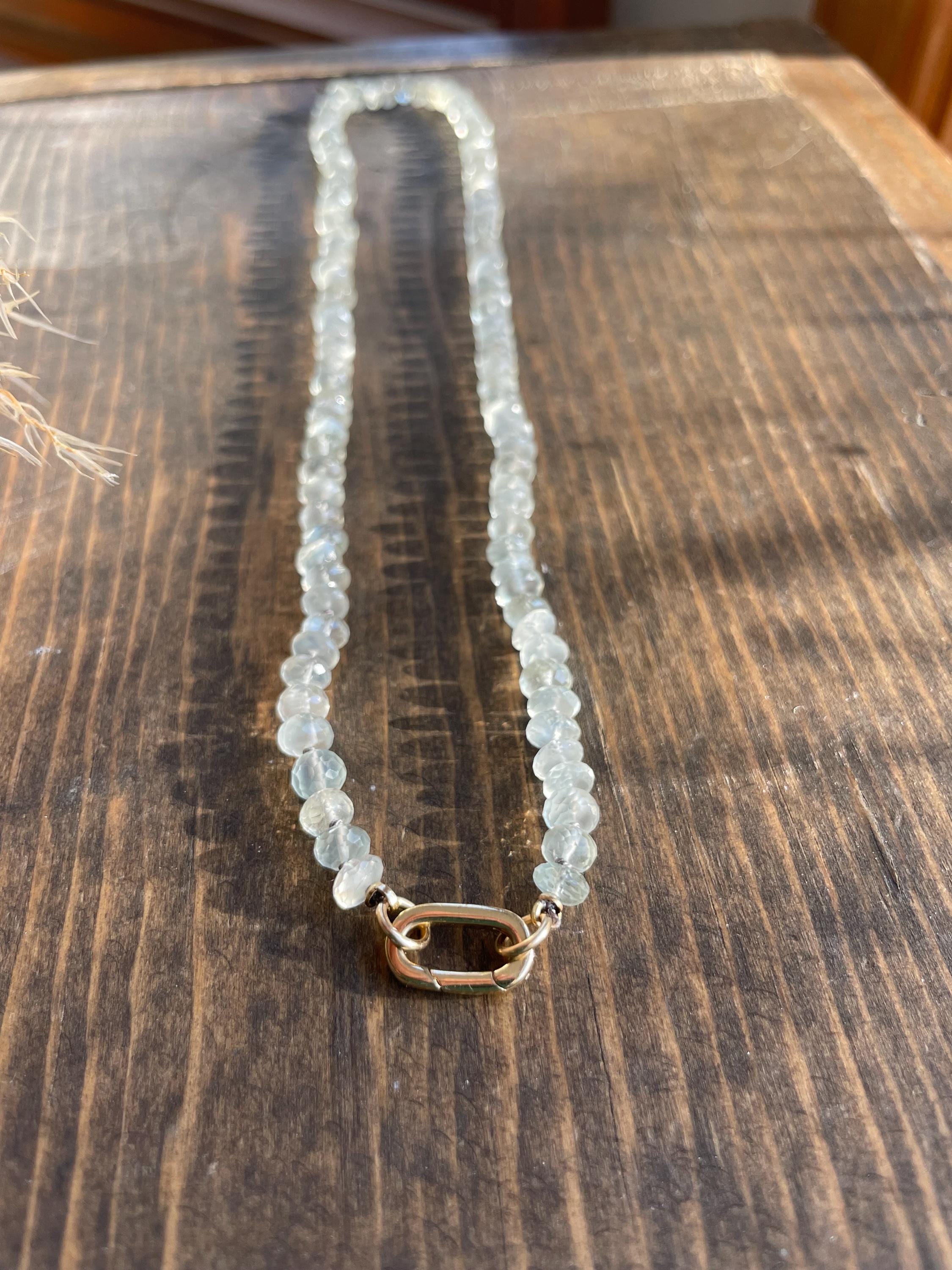 White Moonstone Silk Knotted Necklace Hannah May Jewelry