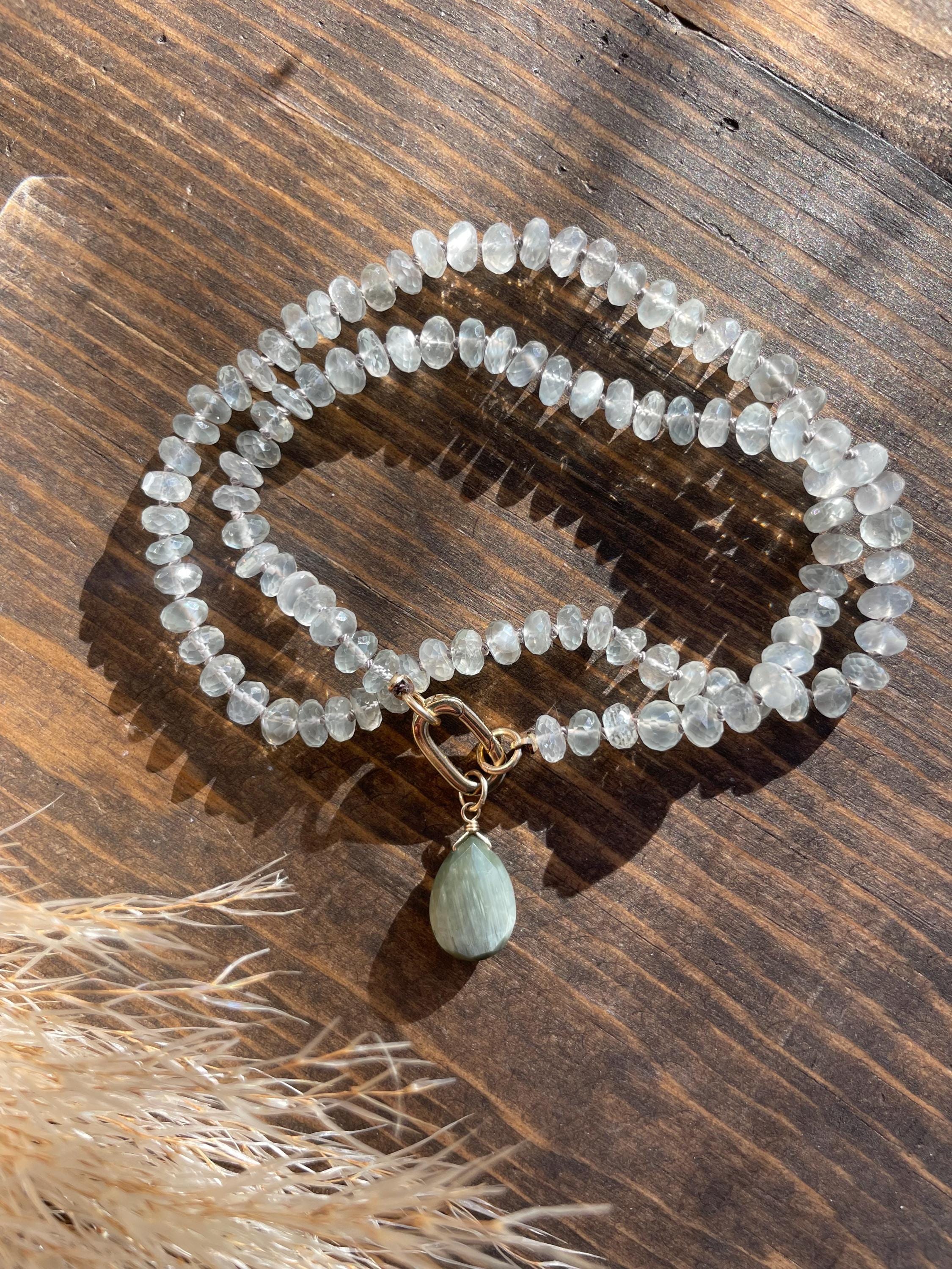 White Moonstone Silk Knotted Necklace Hannah May Jewelry